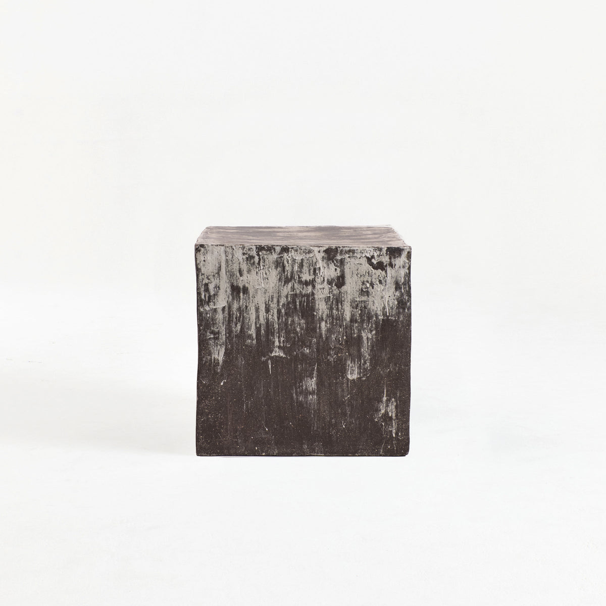 brown Ceramic Cube Side Table — detail view