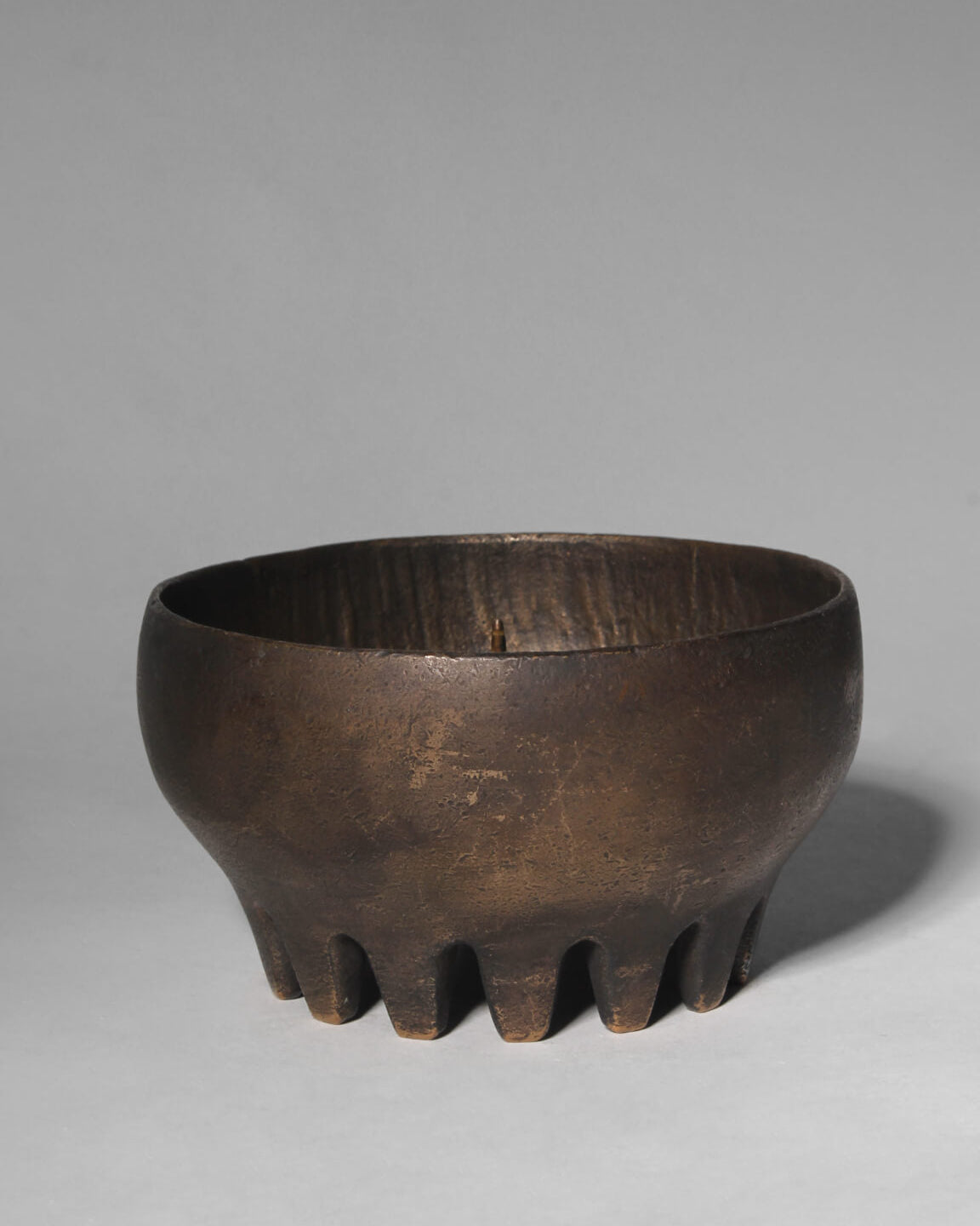 Brutalist Cast Bronze Candle Holder, 1970s, Germany — detail view