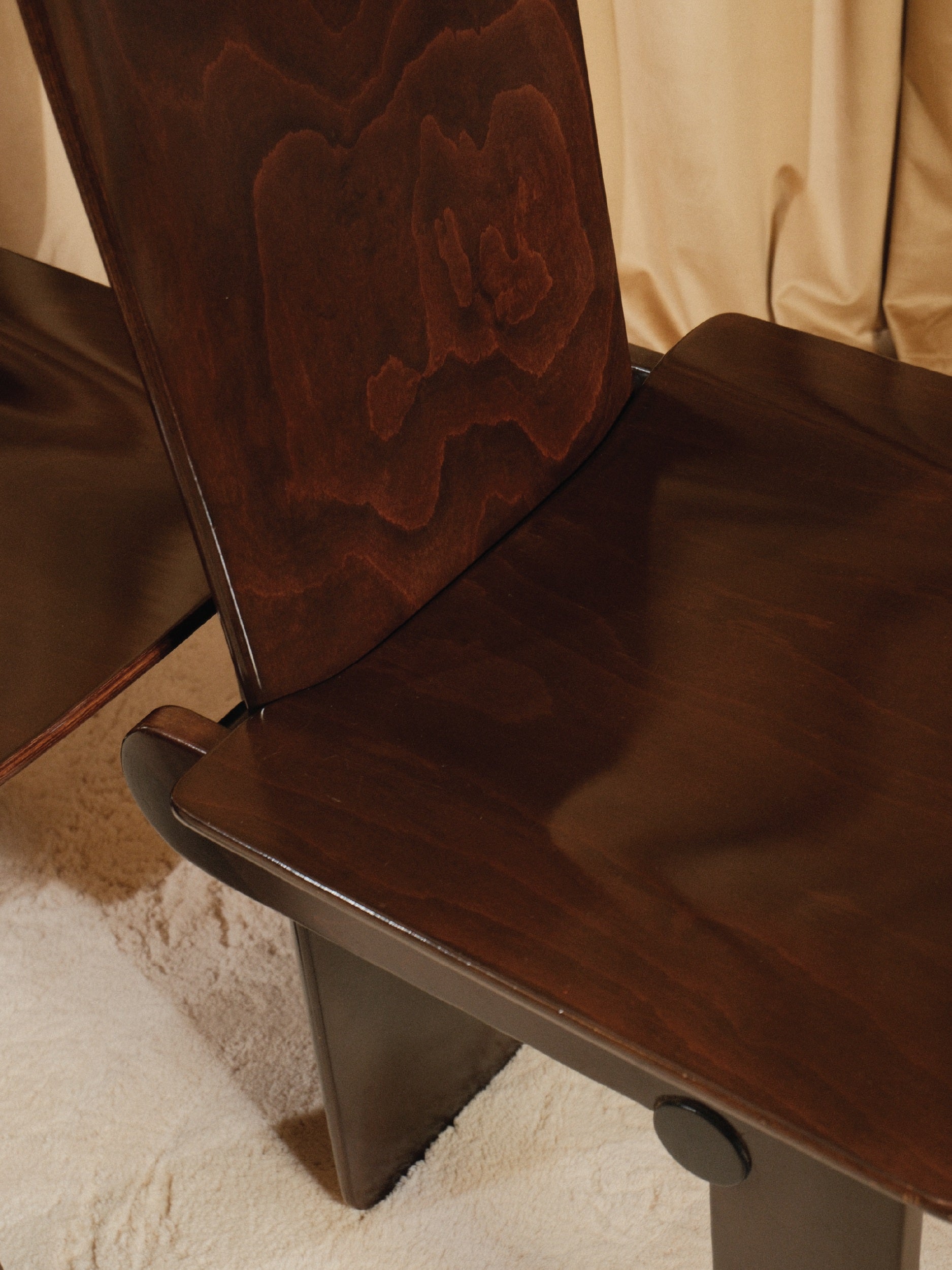 Carlo Scarpa Set of 4 Dining Wood Chairs — alternate view