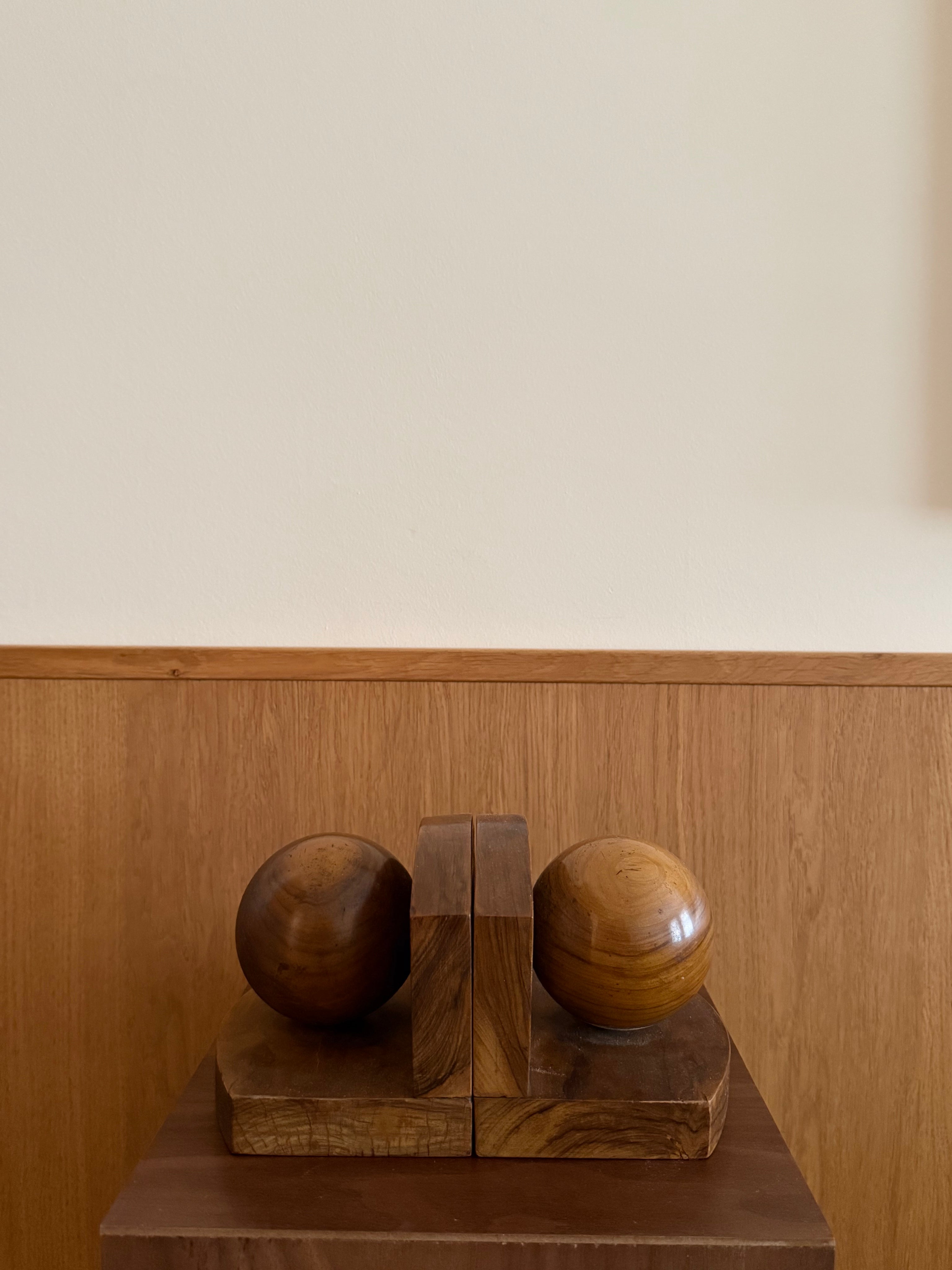 Art Deco Wooden Bookends — detail view