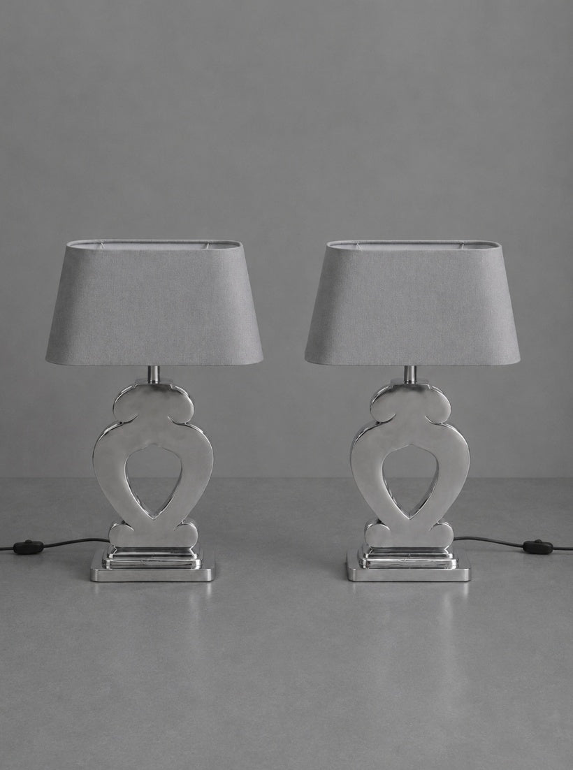 1980s Netherlands Table Lamp in Fabric and Heavy Cast Aluminum — lifestyle setting