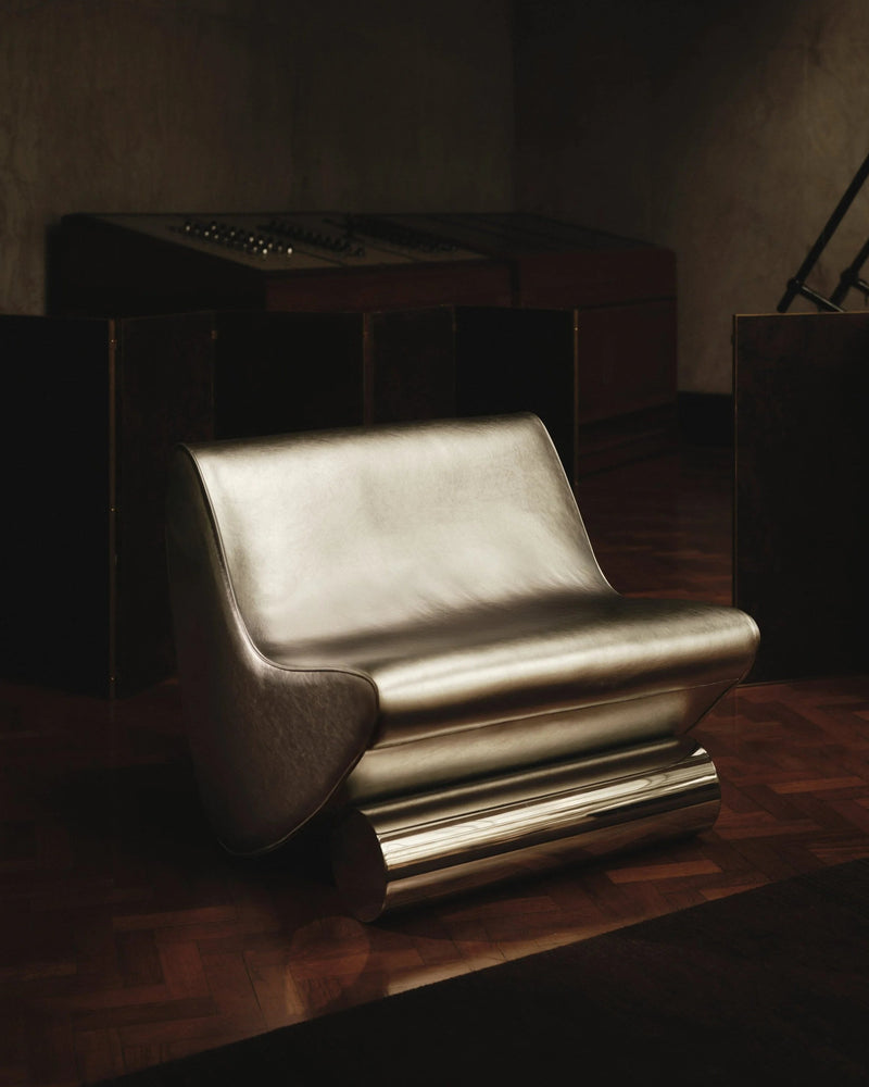 Contemporary Lounge Chair in Silver Leather and Chrome - Vanguard by Studio Brocky by Studio Brocky | The Oblist