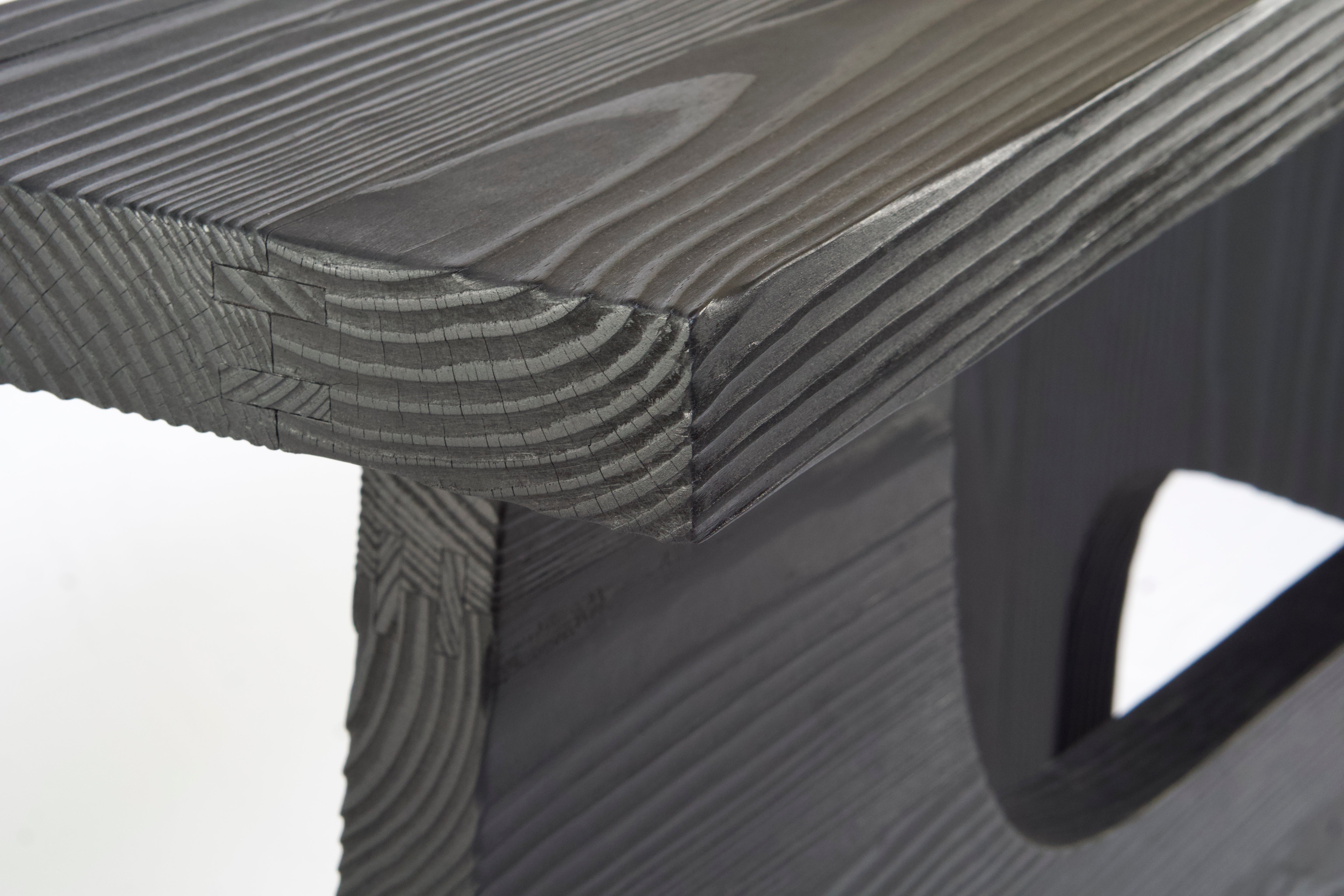 Table console REEF V1 en bois carbonisé