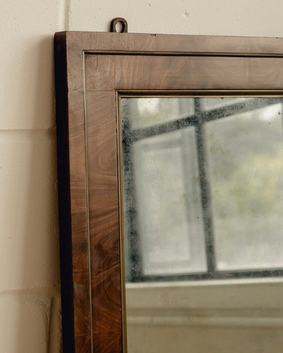 Miroir Empire en acajou et laiton du 19ème siècle