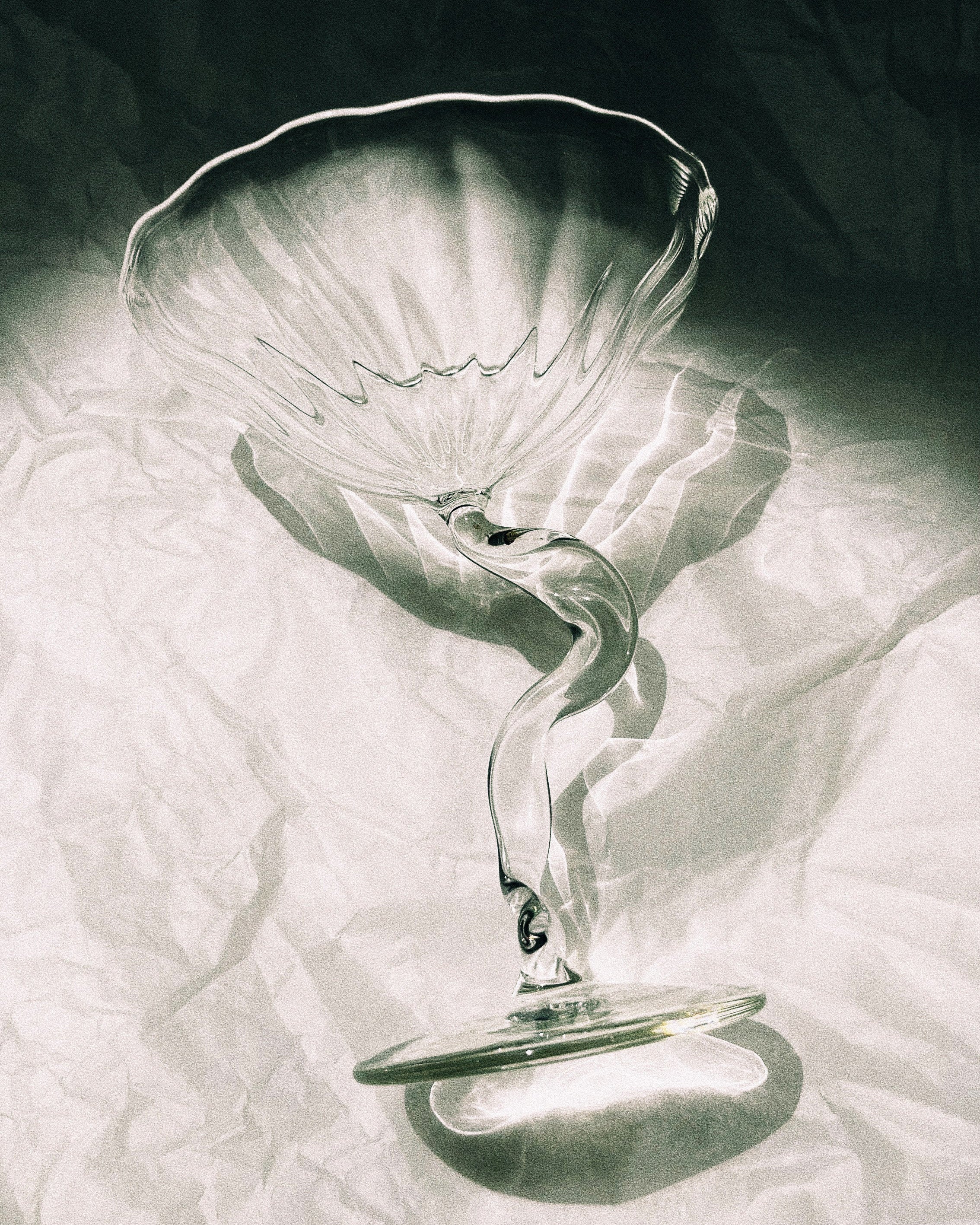 Crystal cocktail coupe with sculptural twisted stem detail
