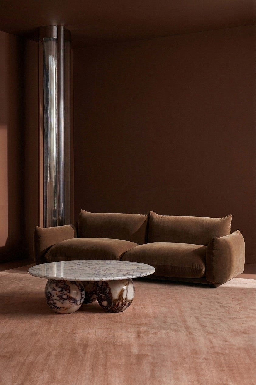 Sculptural Calacatta Viola Coffee Table — detail view