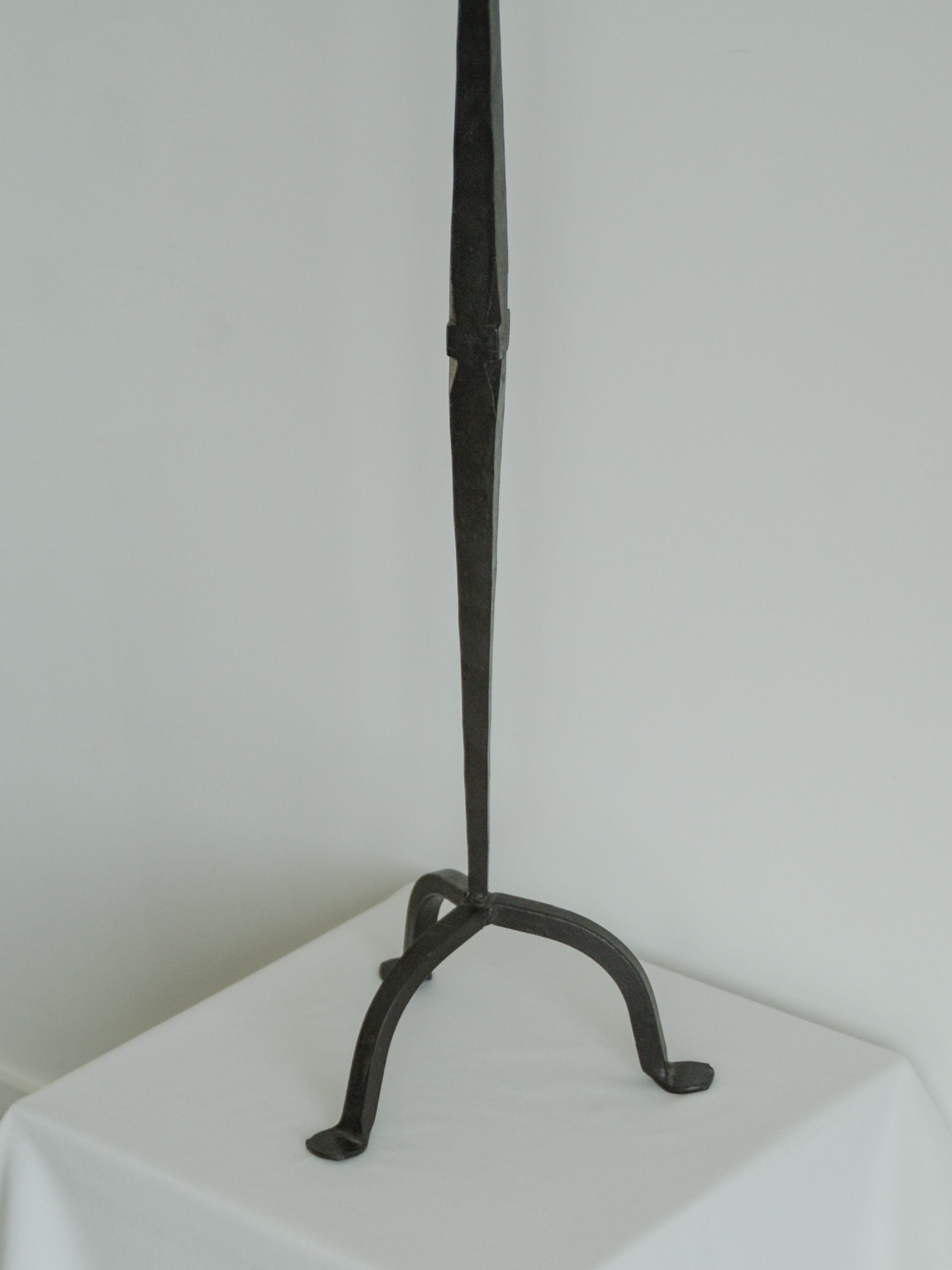 Brutalist Tall Metal Candlestick — lifestyle setting