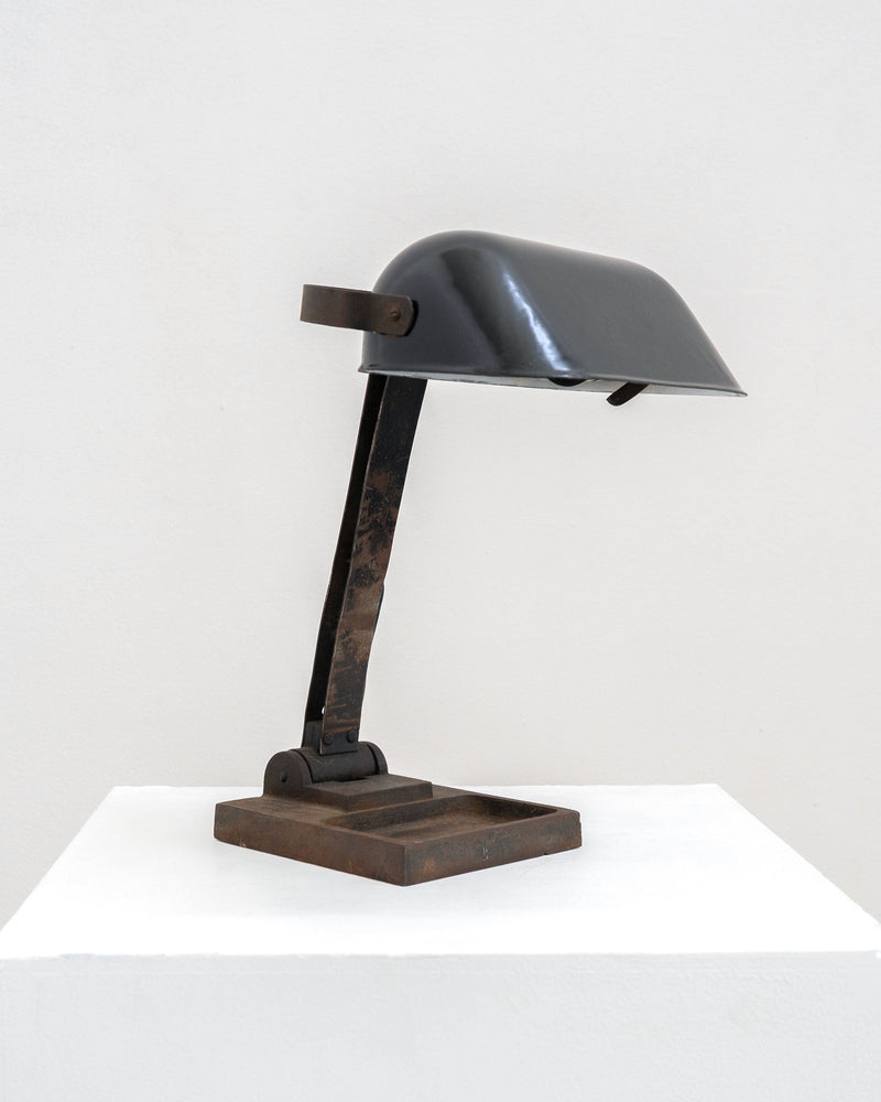 Cast Iron Bankers Table Lamp, c.1930 — detail view