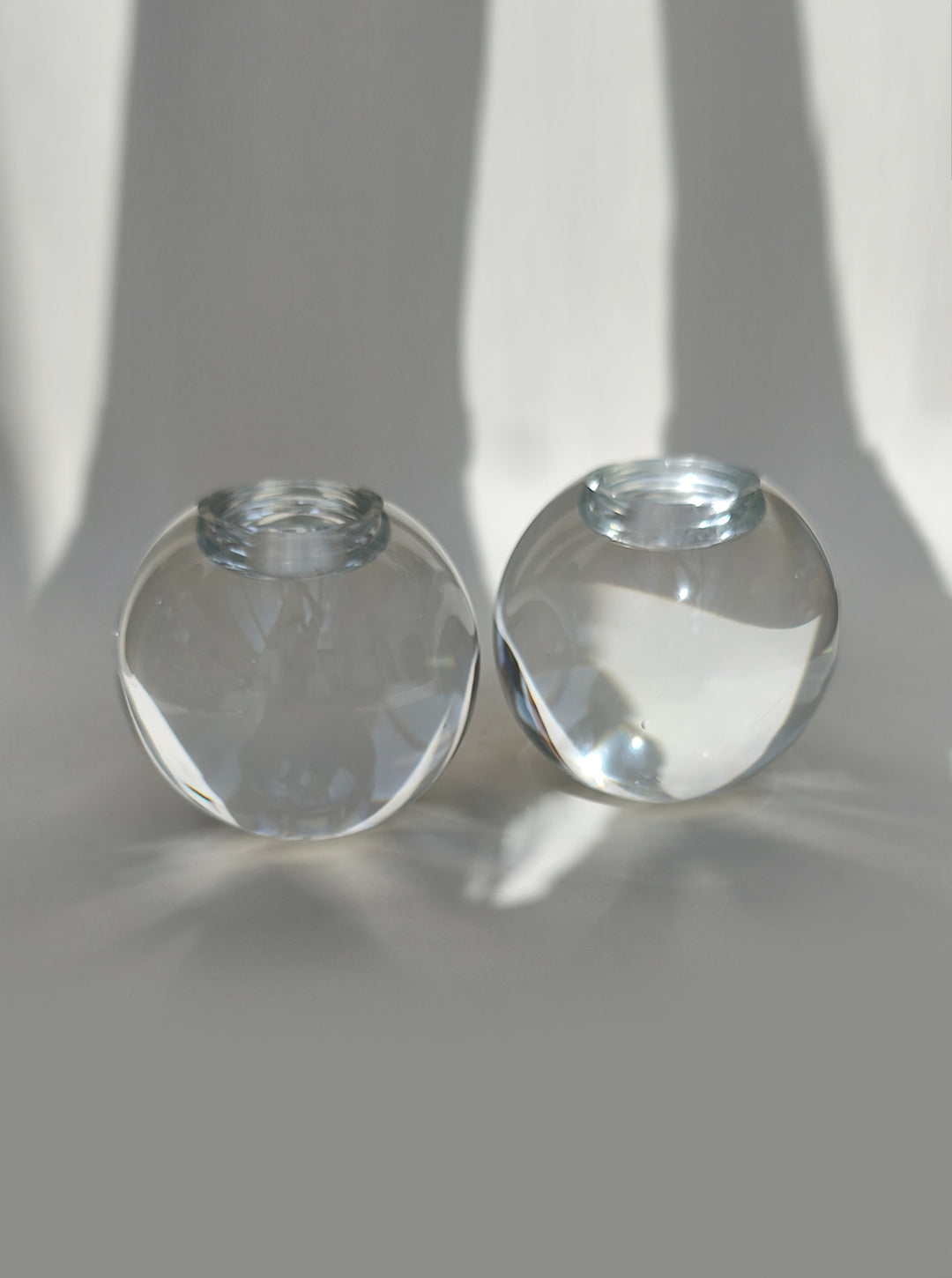 Crystal Spheric Candle Holders — side angle showing clear glass material