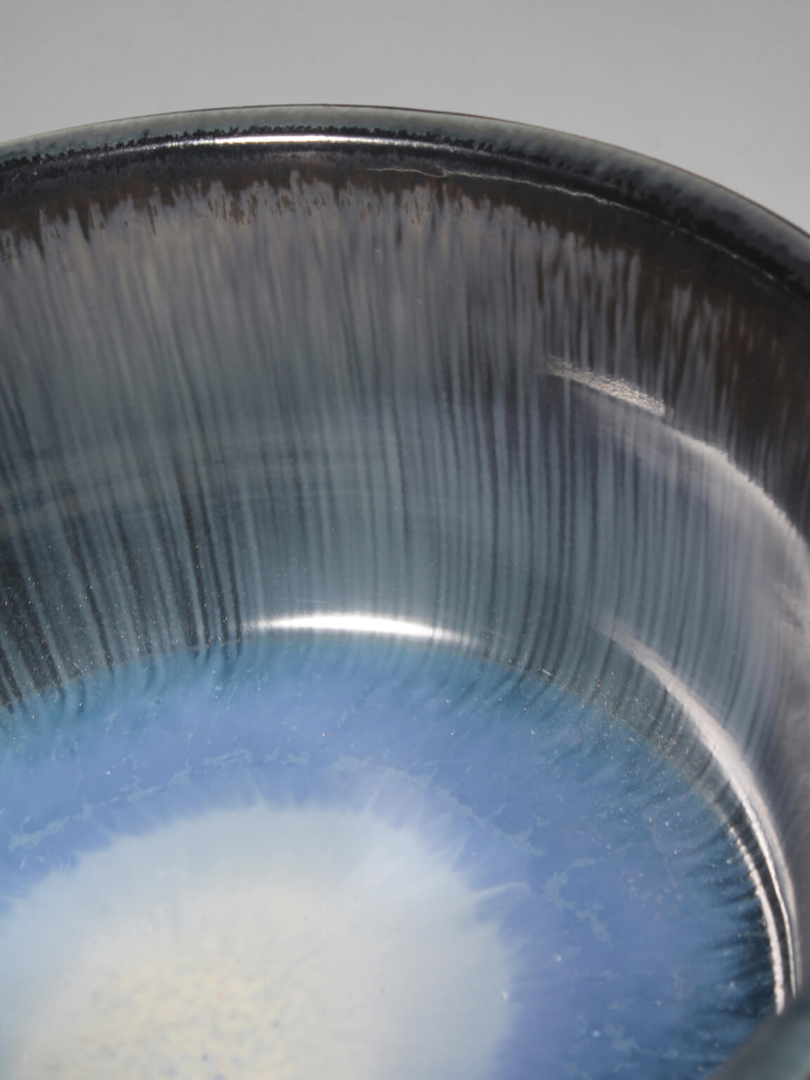 Textured And Glossy Glaze Ceramic Pedestal Bowl From Tilgmans, Sweden, 1960s — detail view