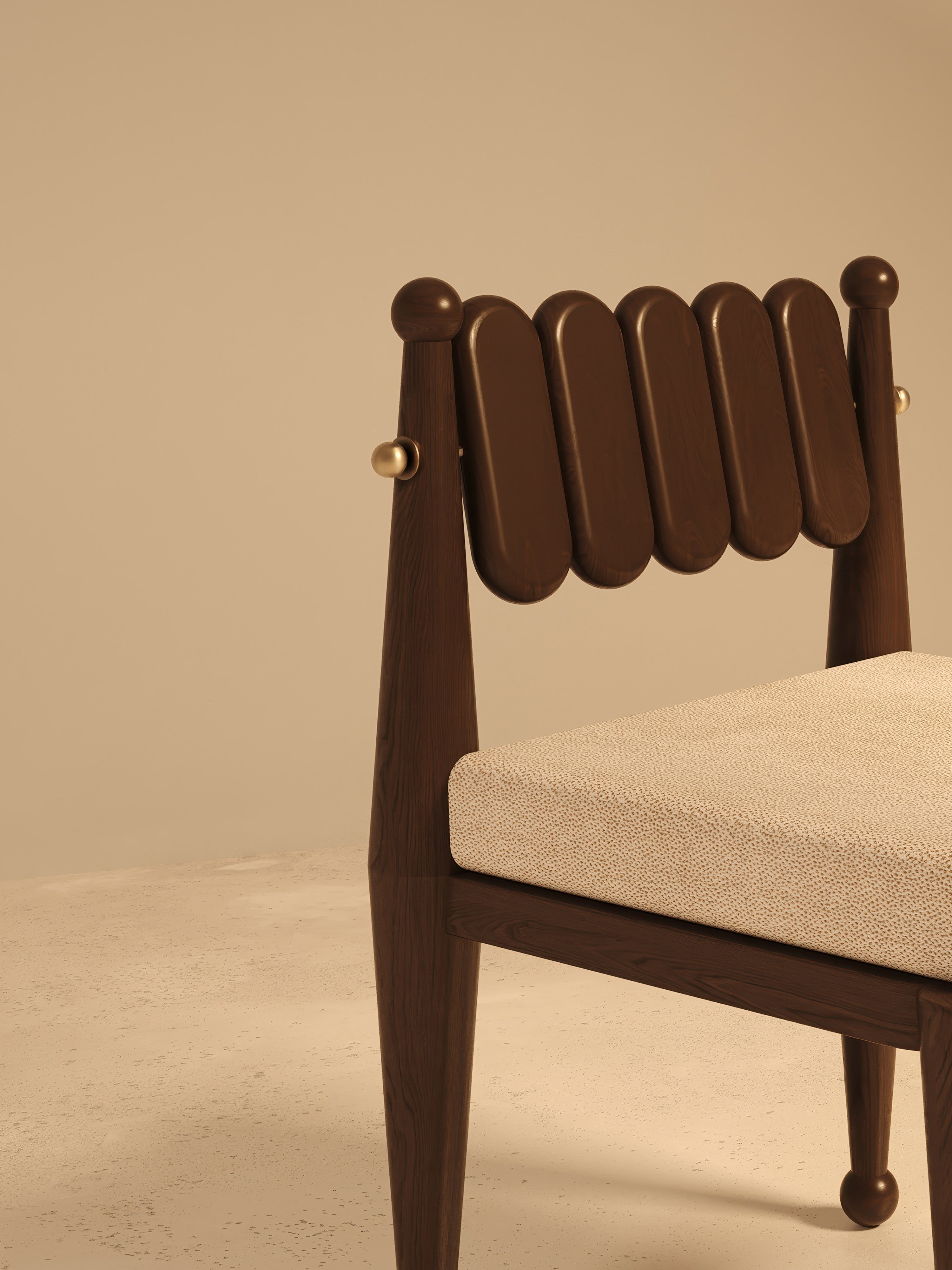 Simorgh III Chair in Walnut and Brass