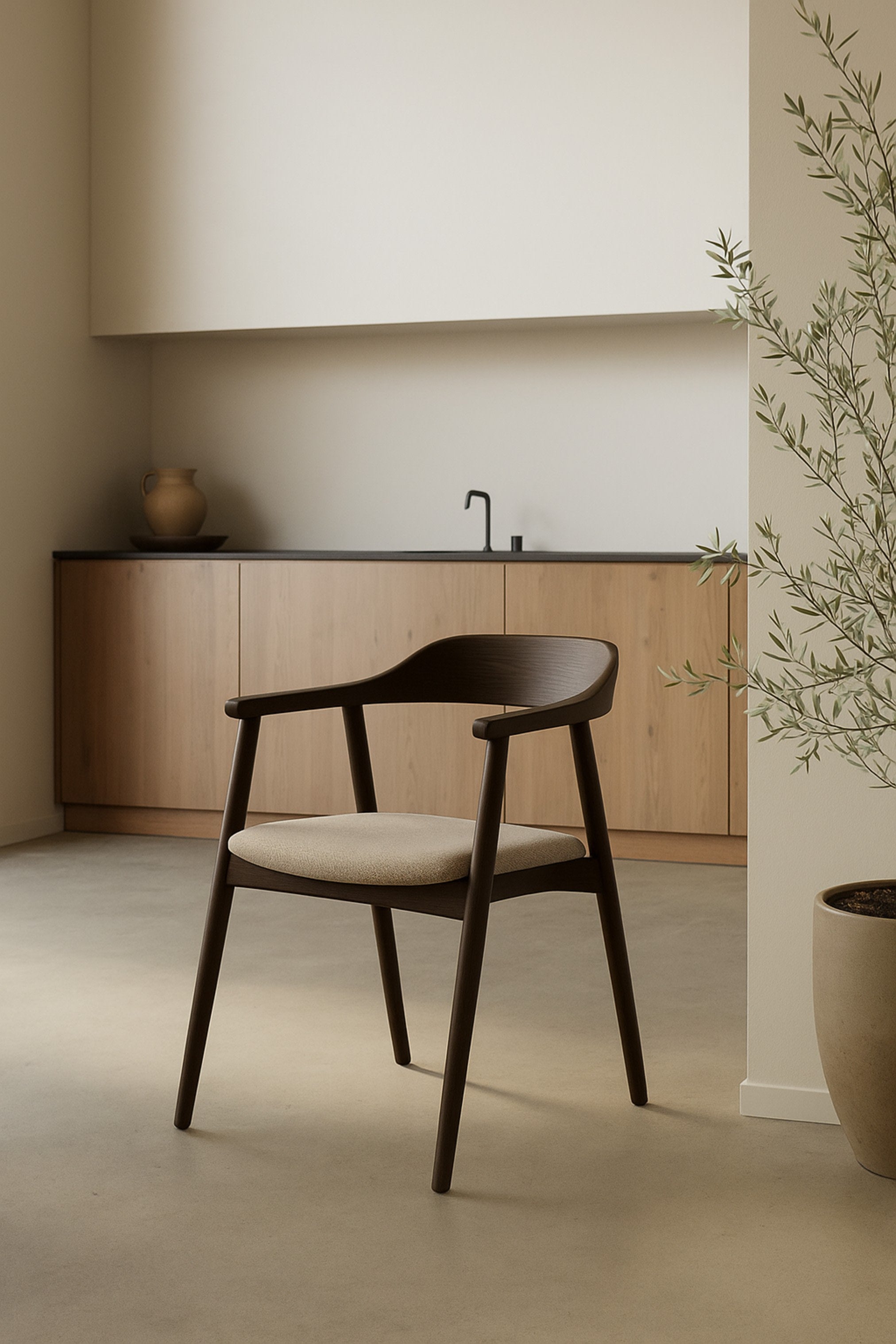 Wooden Dining Chair - MIKURA Series in Smoked Oak — lifestyle setting