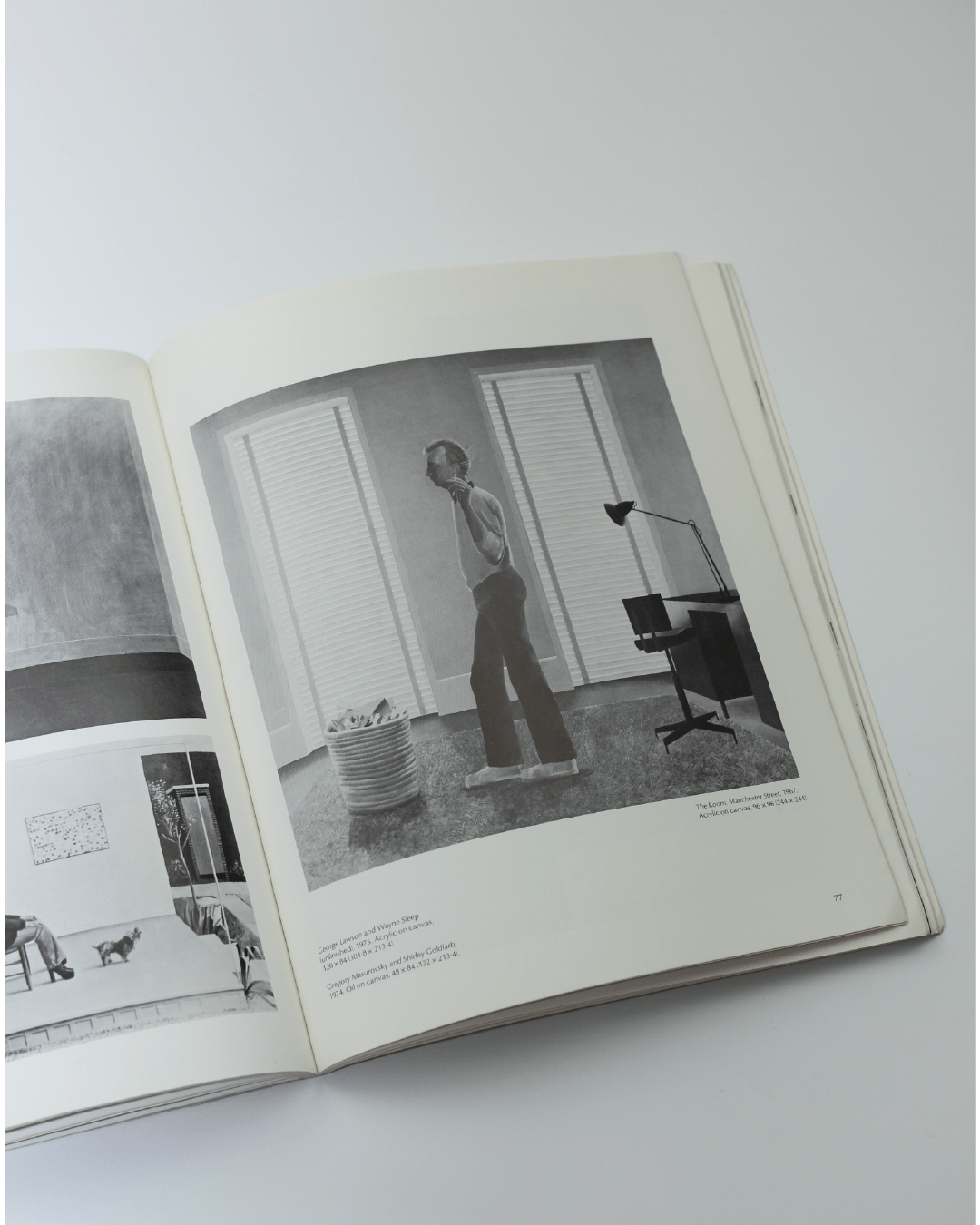 Pictures by David Hockney — top view of open book on white surface