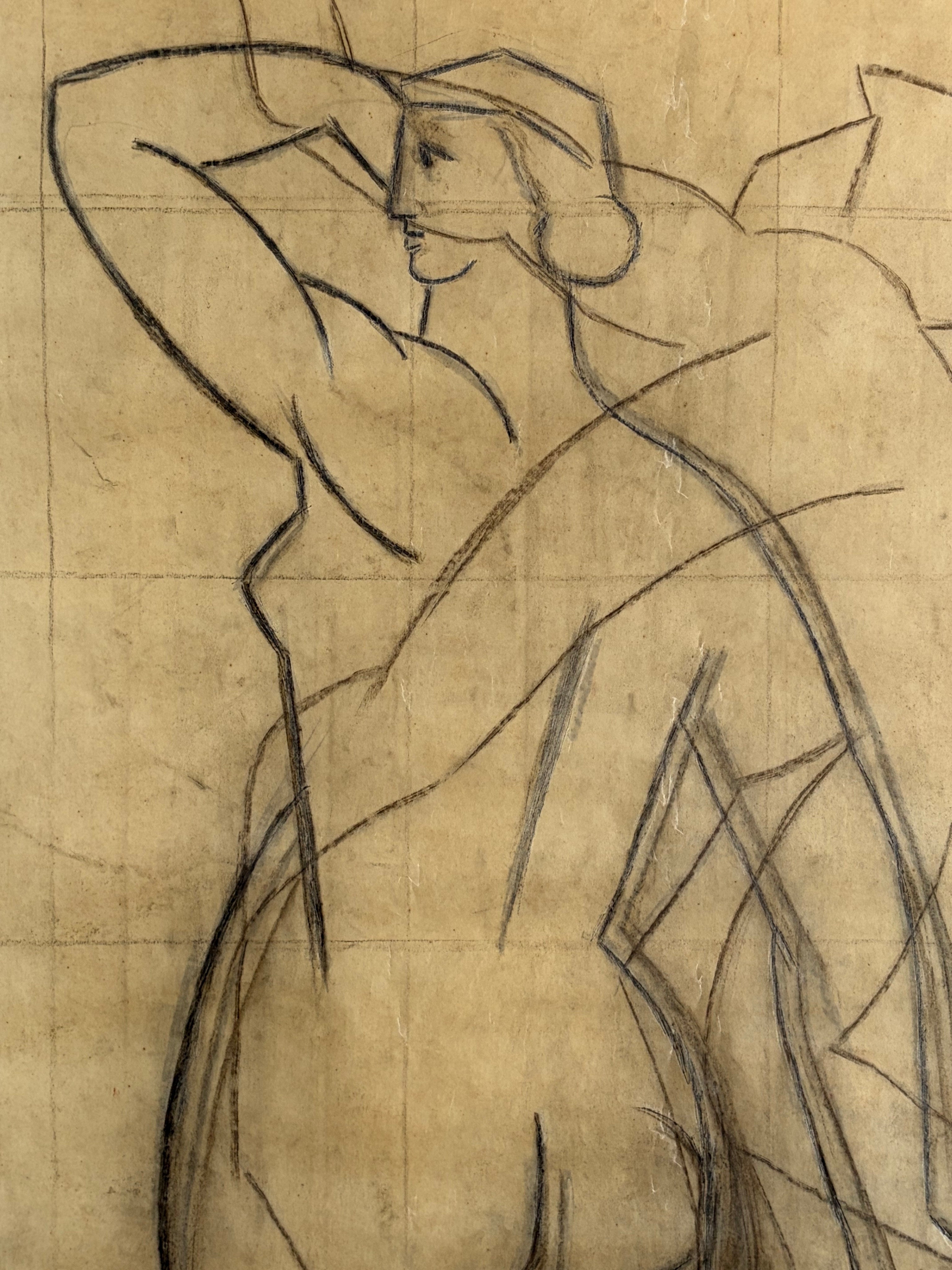 Monumental Art Deco Mural Esquisse by Emile Courtin (1923-1997), France, late 1940s — in context