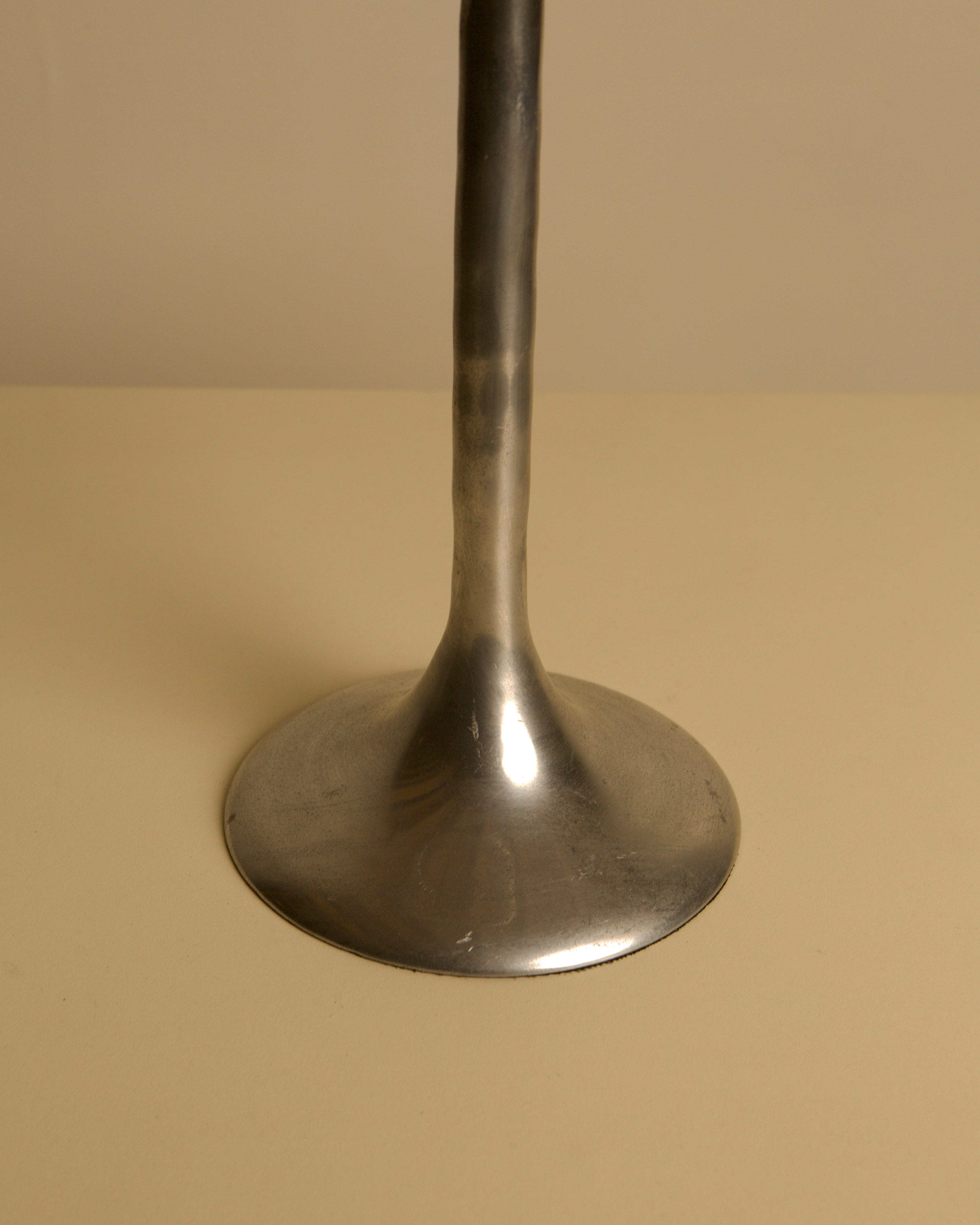 80s Aluminum "Knot" Candleholder — side angle showing metallic base detail