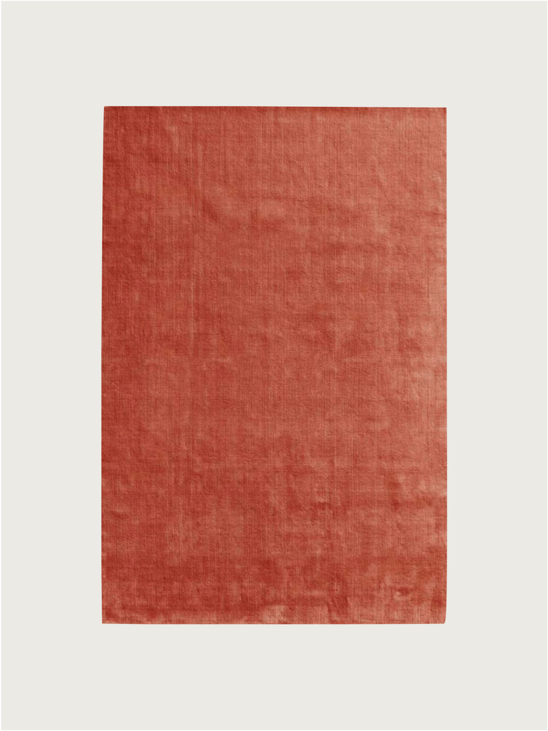 Hand-woven Rug in New Zealand Wool, Rouille — close-up of rich orange texture