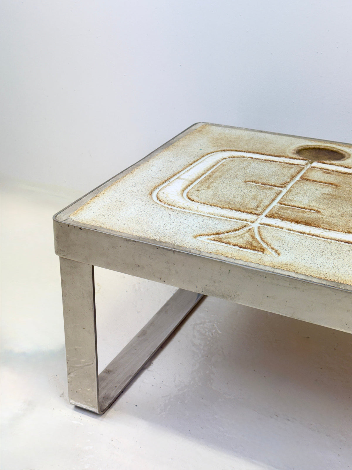 Ceramic and Chrome Coffee Table — Jean Gregorieff — alternate view