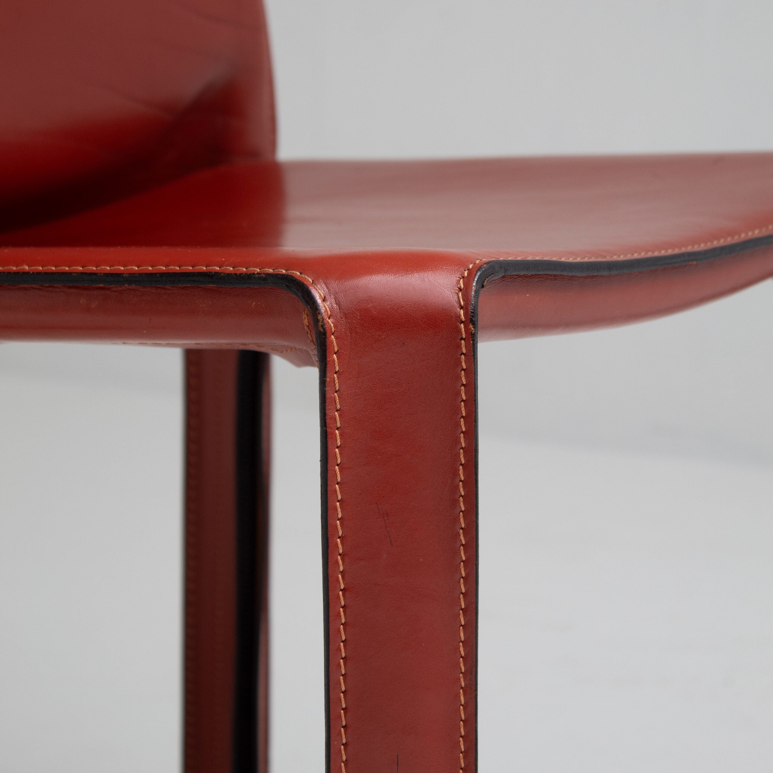 Mario Bellini Cab Chairs for Cassina in Red Leather — view 9