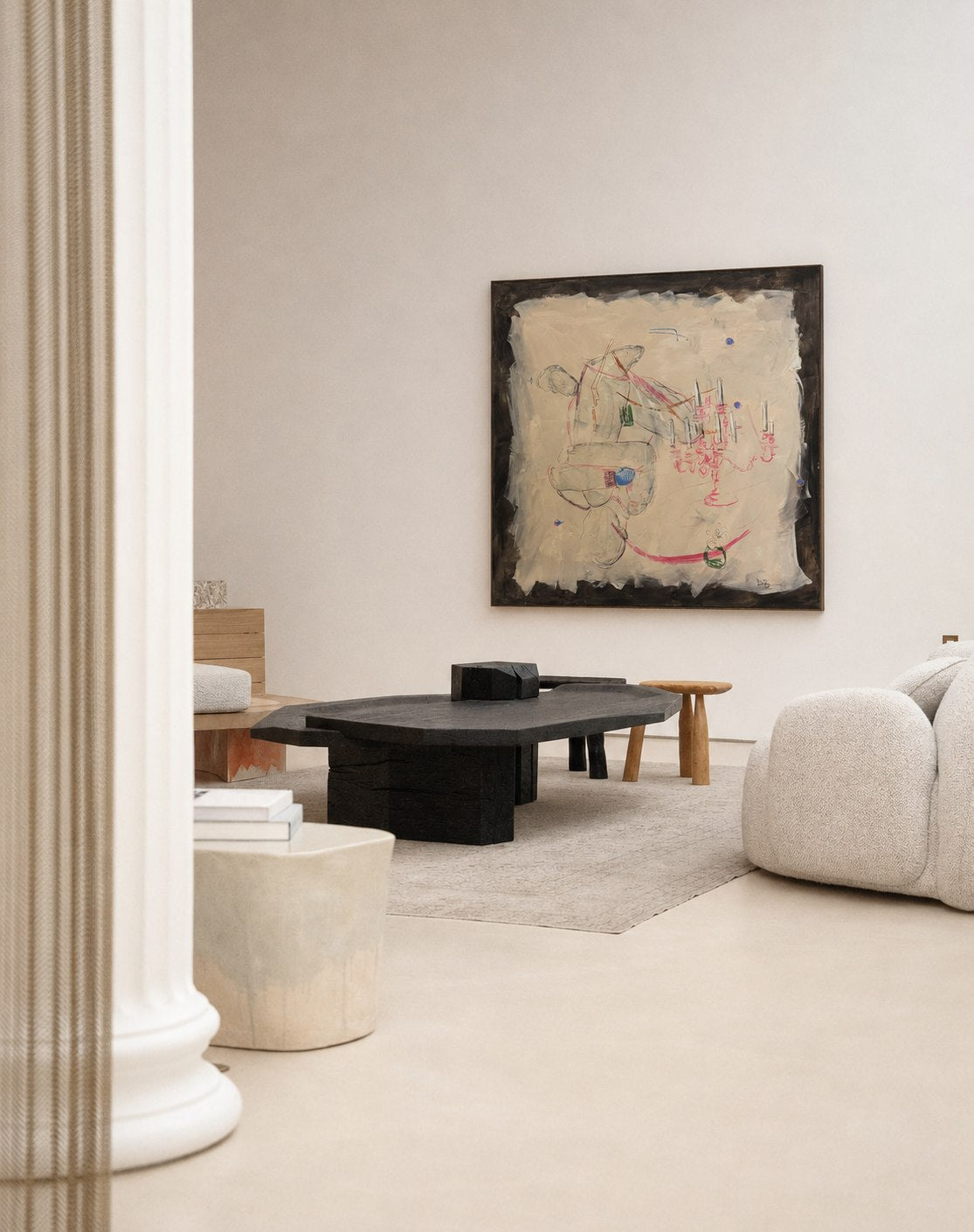 A private arrangement painting on canvas — detail view