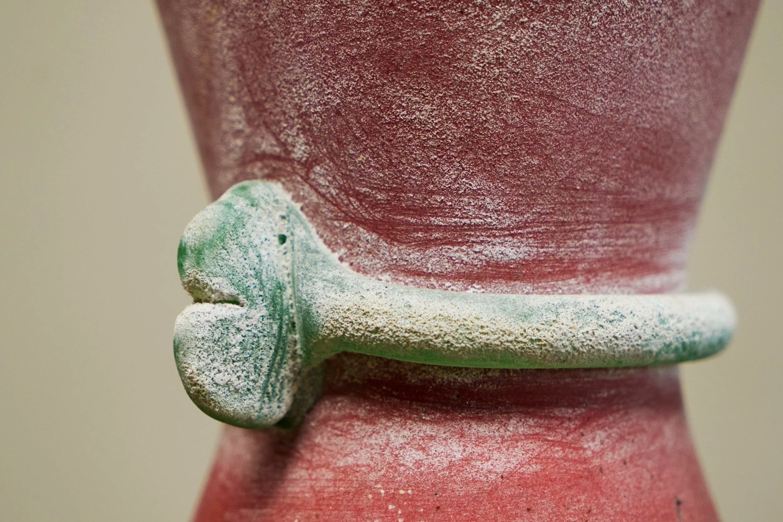 Cenedese Murano Attributed Scavo Vase in Red and Green — alternate view