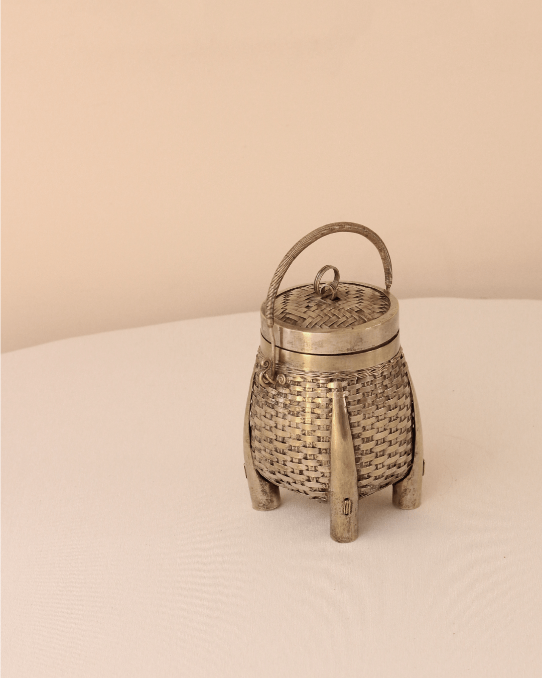 Pewter Basket — side angle