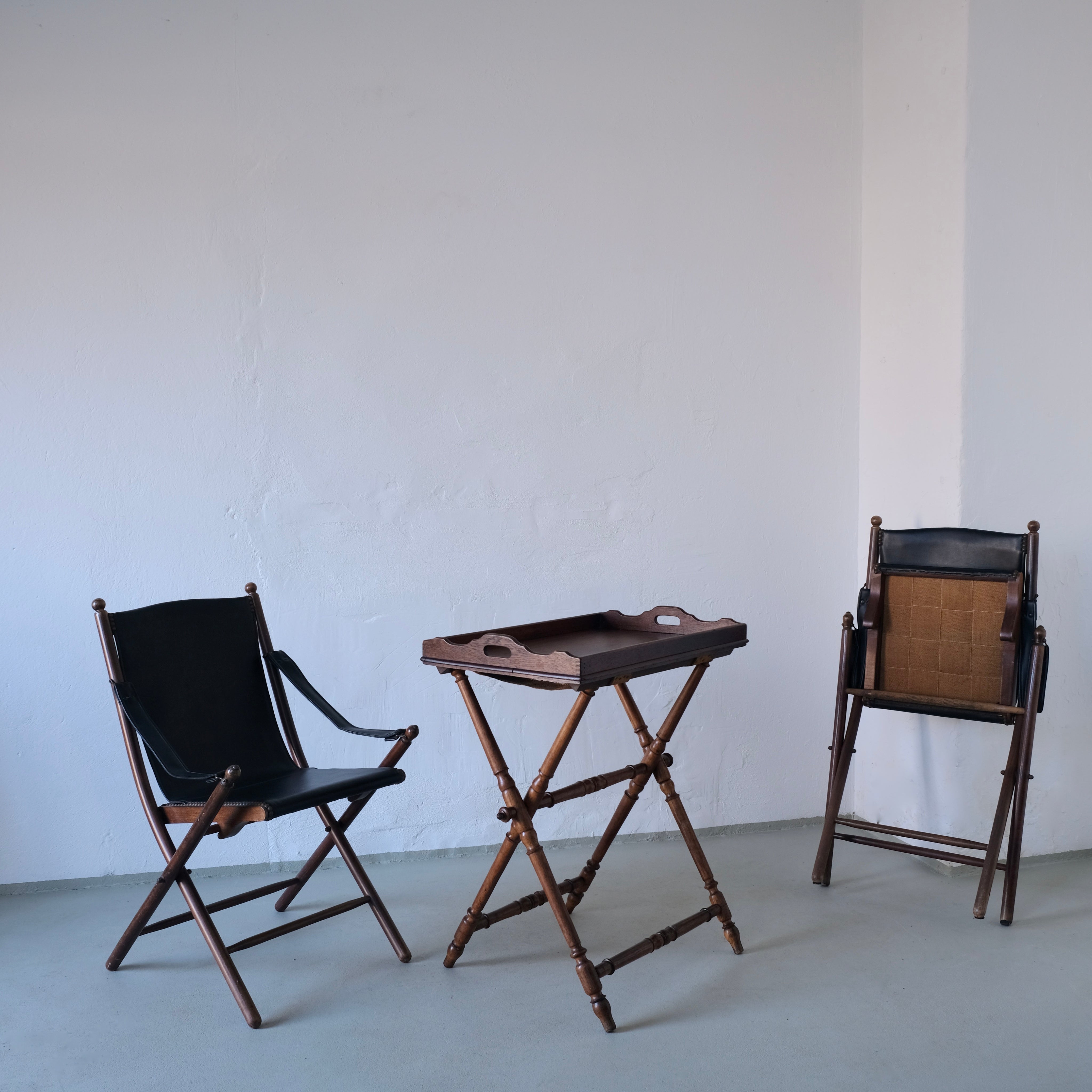 Vintage Folding Chair and Tray Table Set | Campaign Style  — view 10