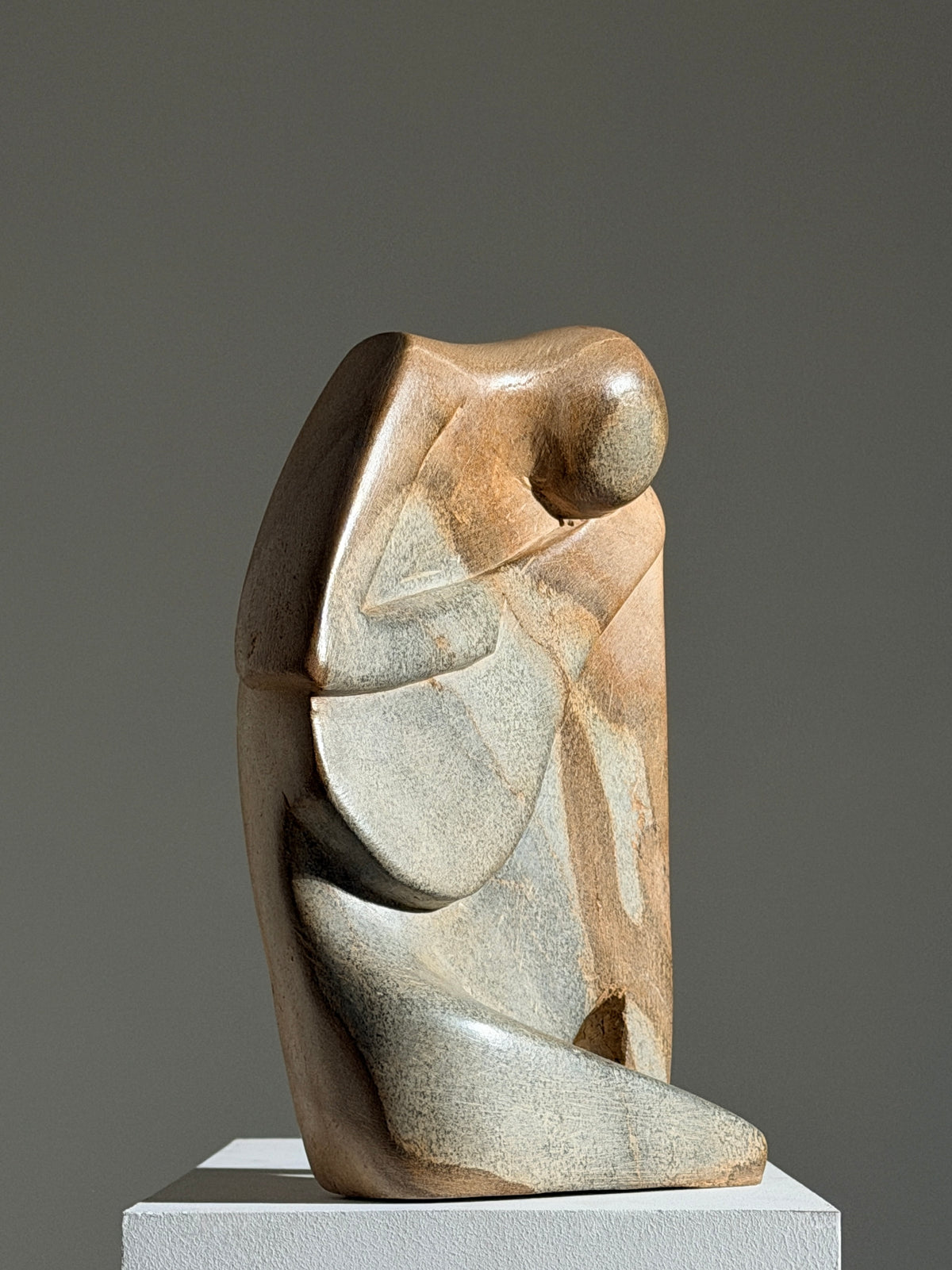 "The Mandolin Player" abstract stone sculpture, France, 1950s.  — detail view