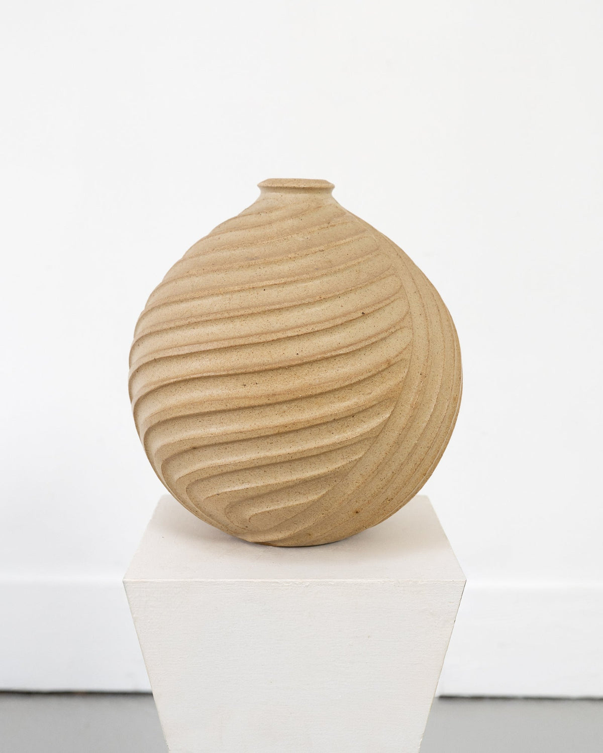 Vintage Mid Century Modern Sculptural Stoneware Vessel — side angle