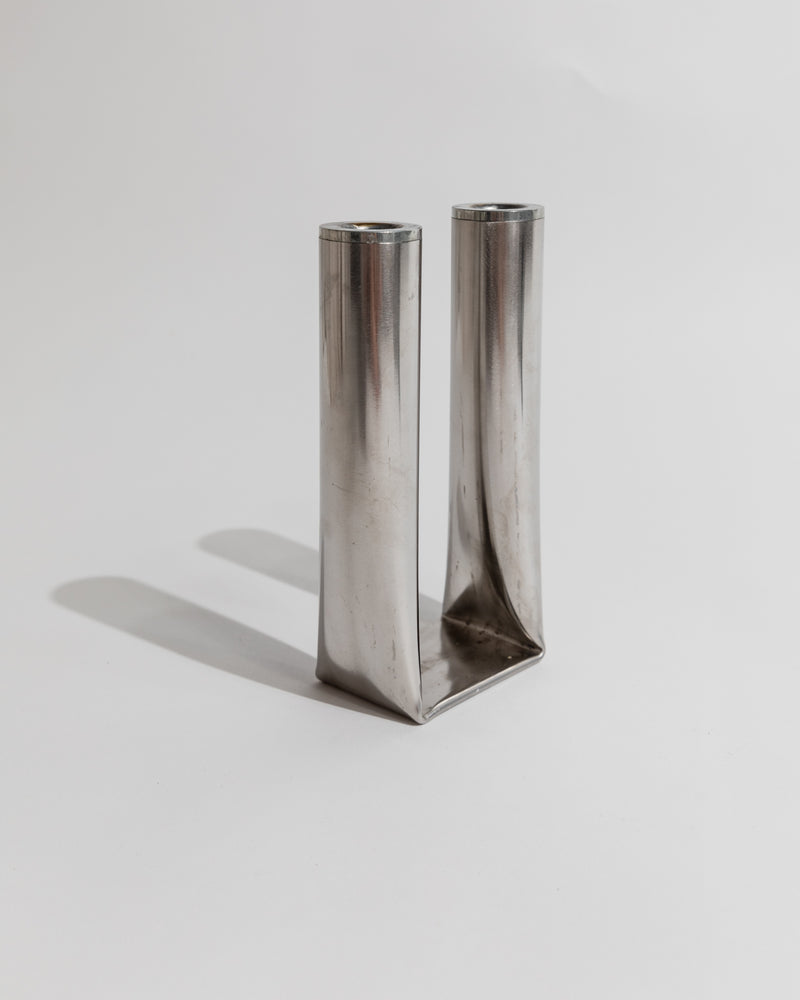 Polished steel U-shaped candle holder by Arie Ofir 1970s