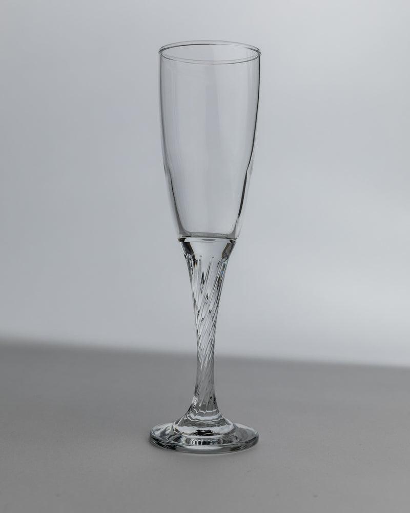 Crystal champagne flute with twisted stem from 1980s set
