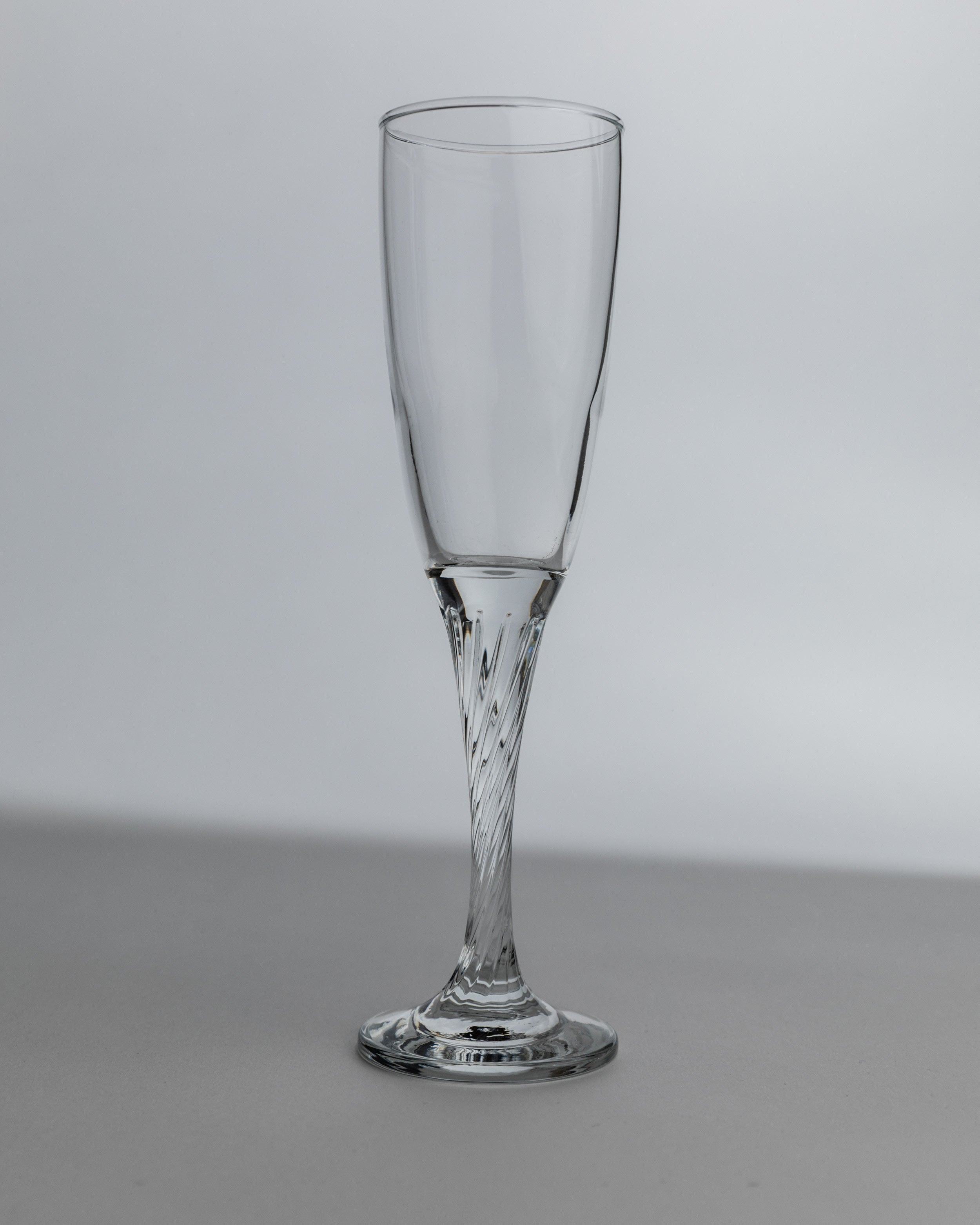 Crystal champagne flute with twisted stem from 1980s set
