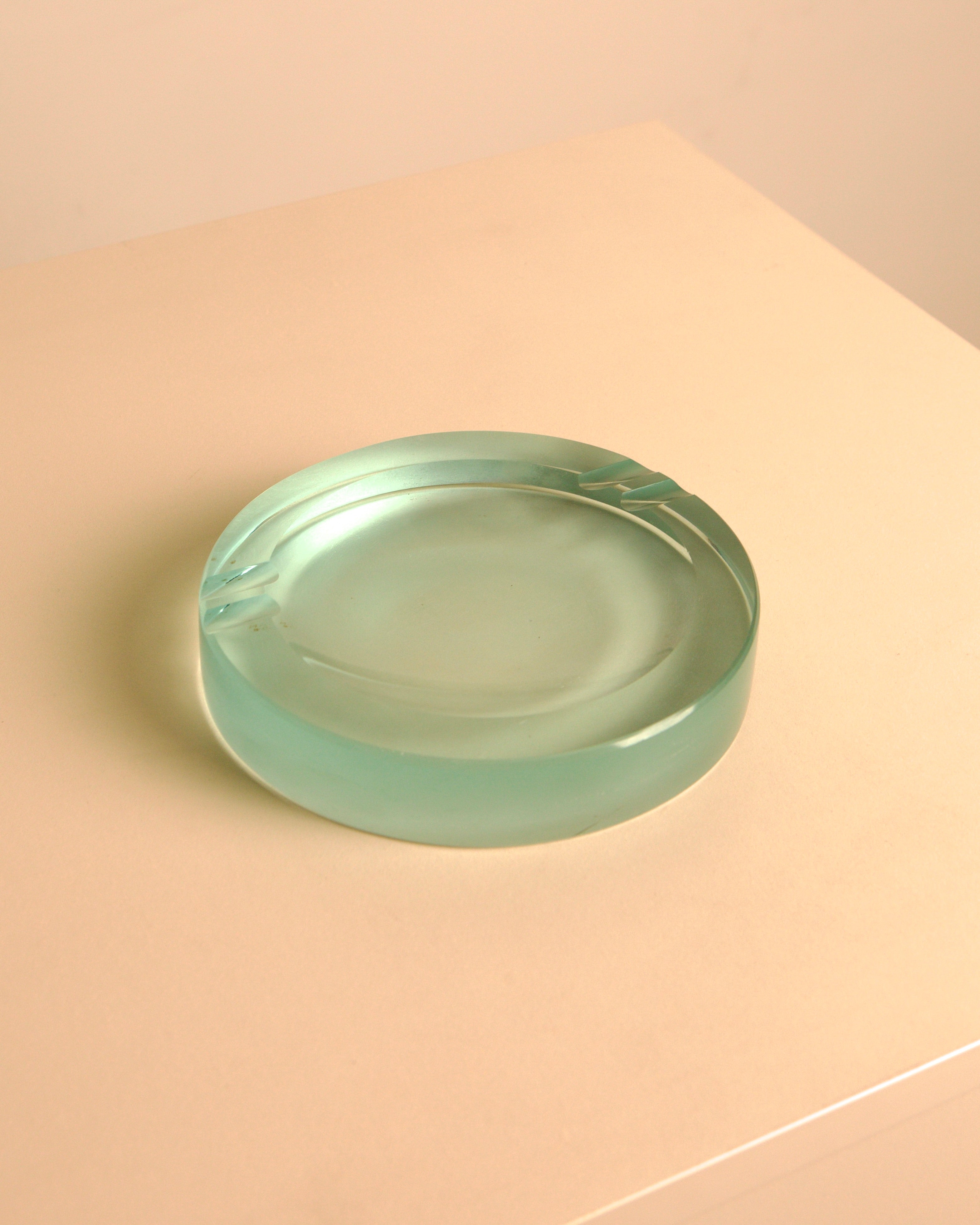 Round Glass Ashtray, Fontana Arte, Italy, 1970s — side angle
