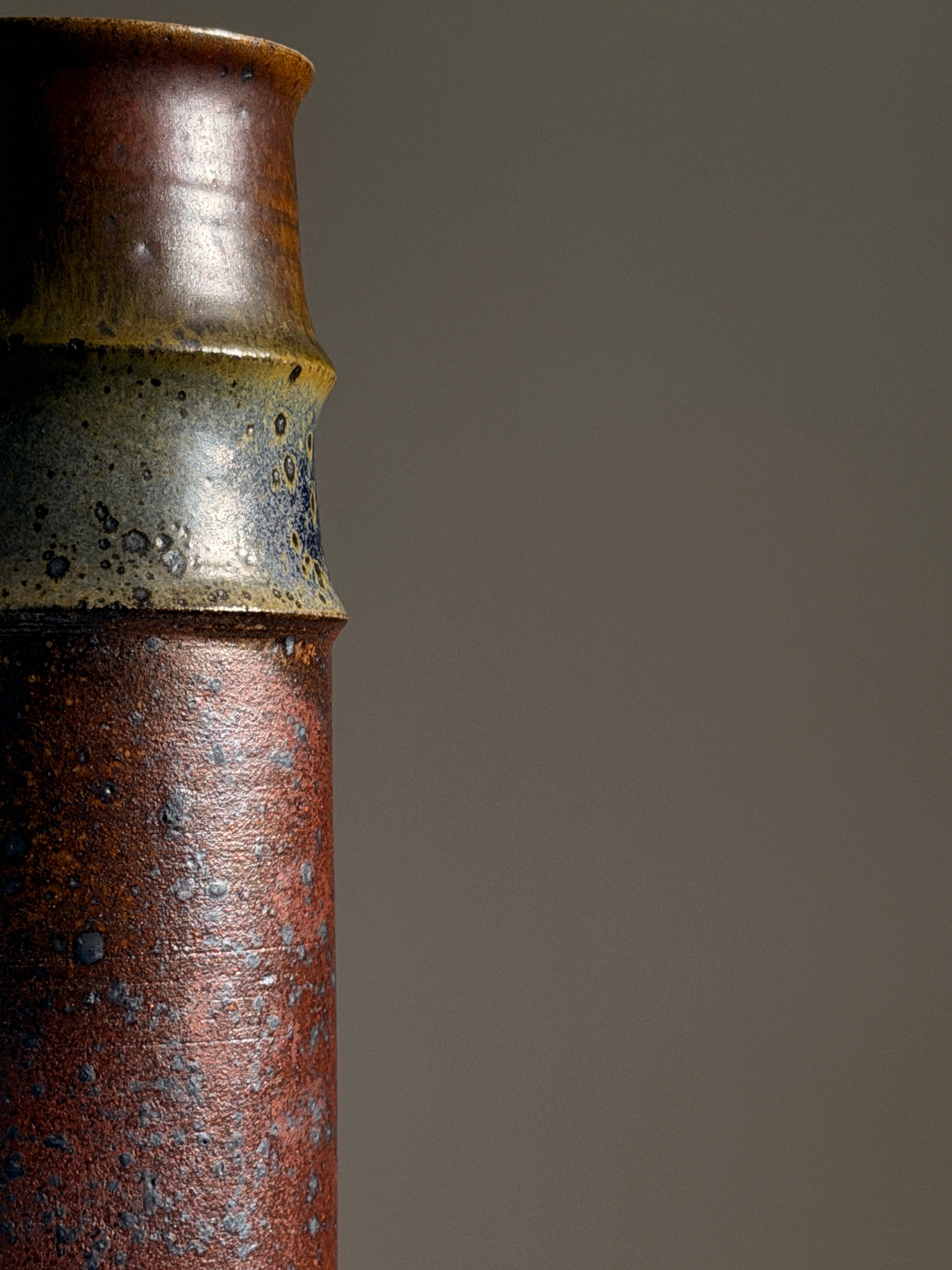 Stoneware cylindrical vase by Jacqueline Paul-Dauphin, La Borne, circa 1970 — alternate view