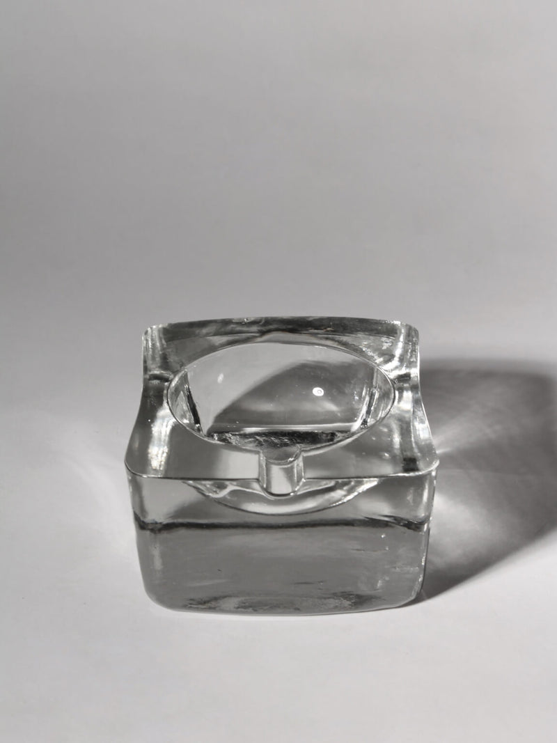 Mid-Century Modernist Massive Glass Ashtray — detail view