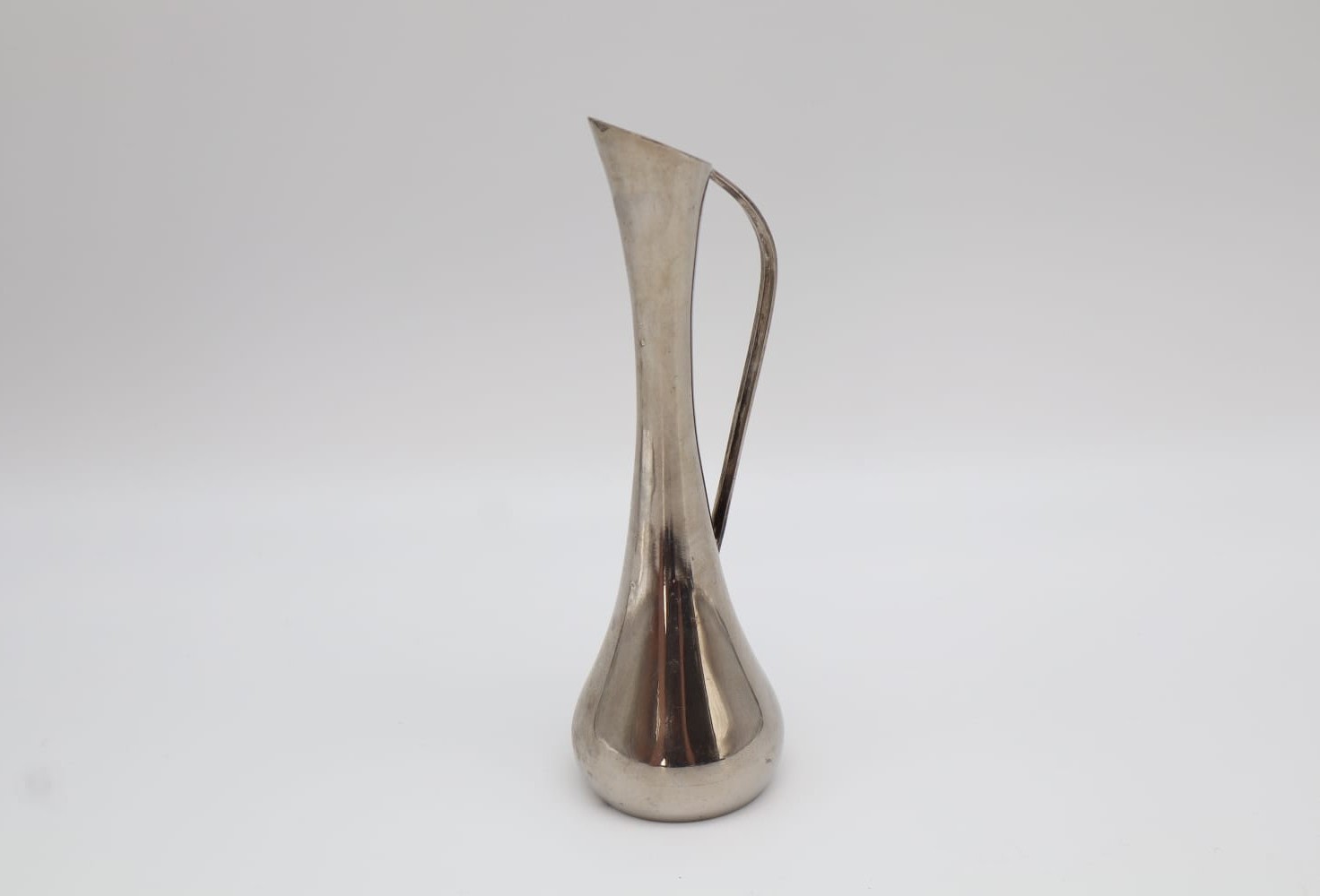 1960s Modernist Silver-Plated Bud Vase with Sculpted Handle — side angle