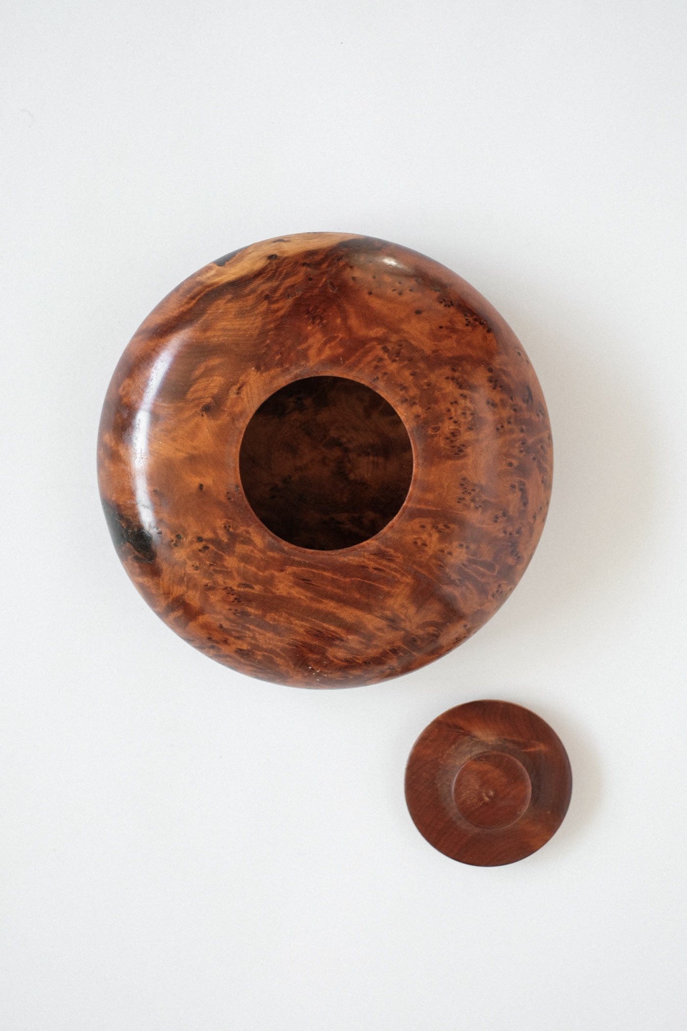 Handcrafted Burl Wood Box — lifestyle setting