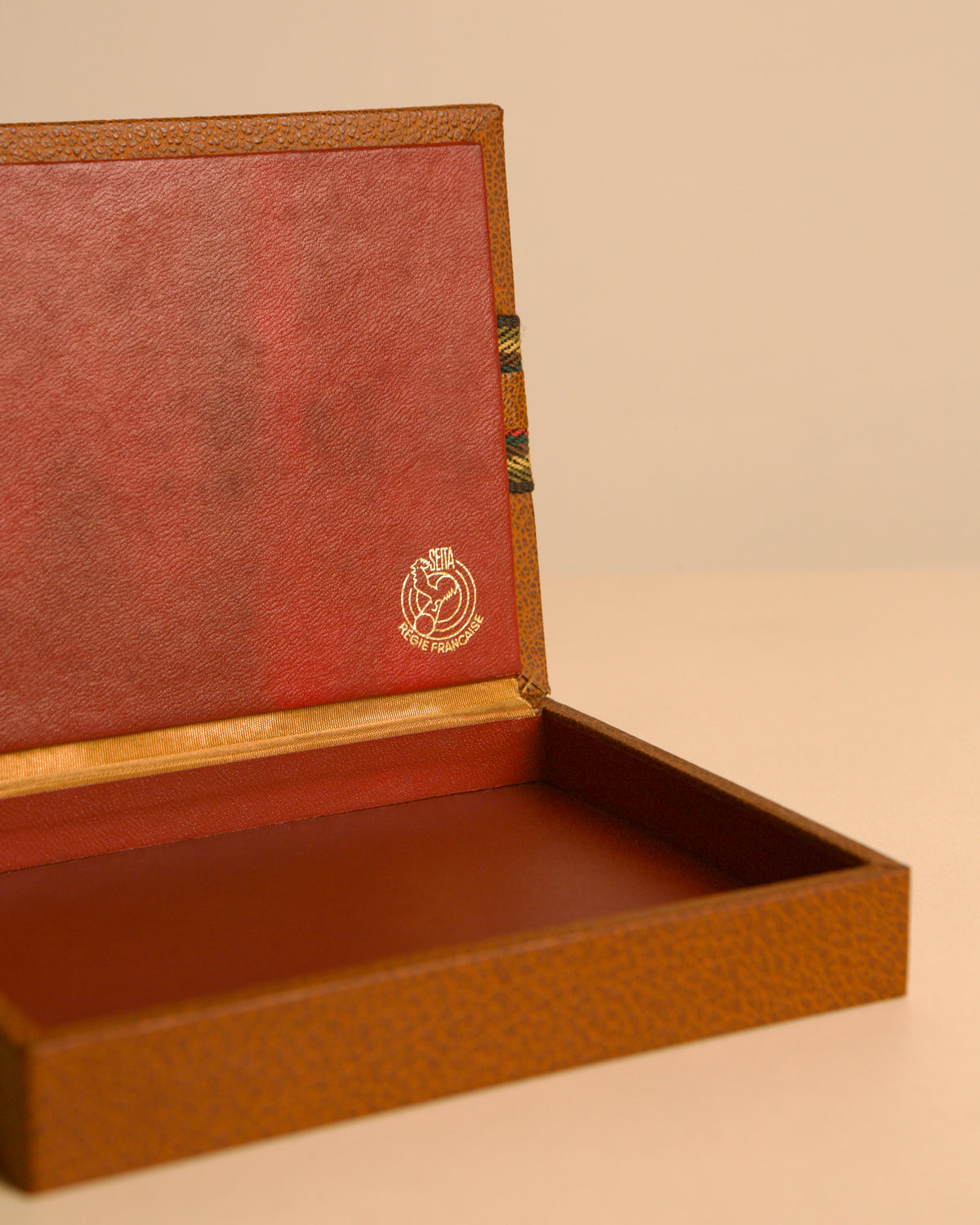 French brown leather box in the style of Hermès, 1960s — alternate view