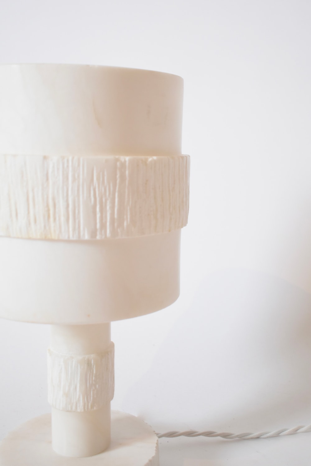 Alabaster Table Lamp, 1970s — side angle showing textured alabaster design