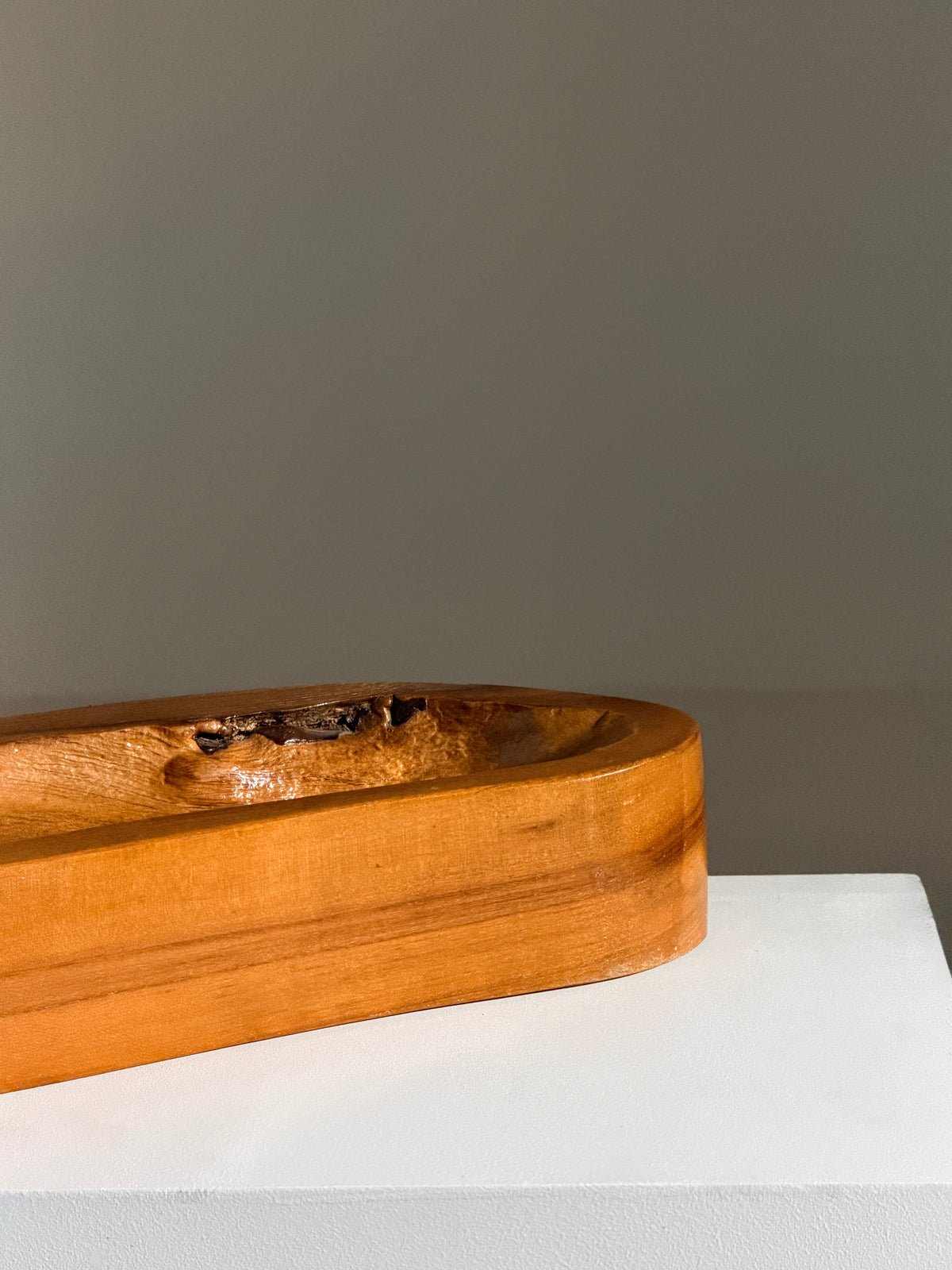 Large sculpted elm wood bowl, France, circa 1950 — alternate view