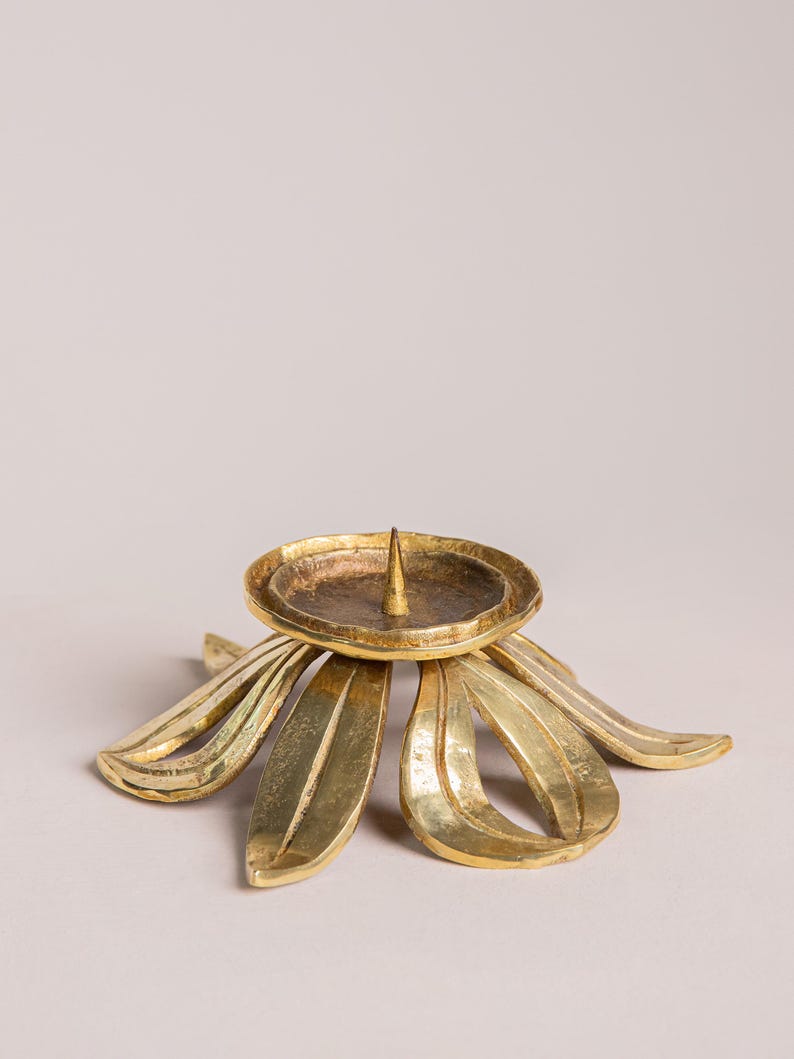 Vintage Brutalist Brass Candle Holder by Studio Ecubed | The Oblist