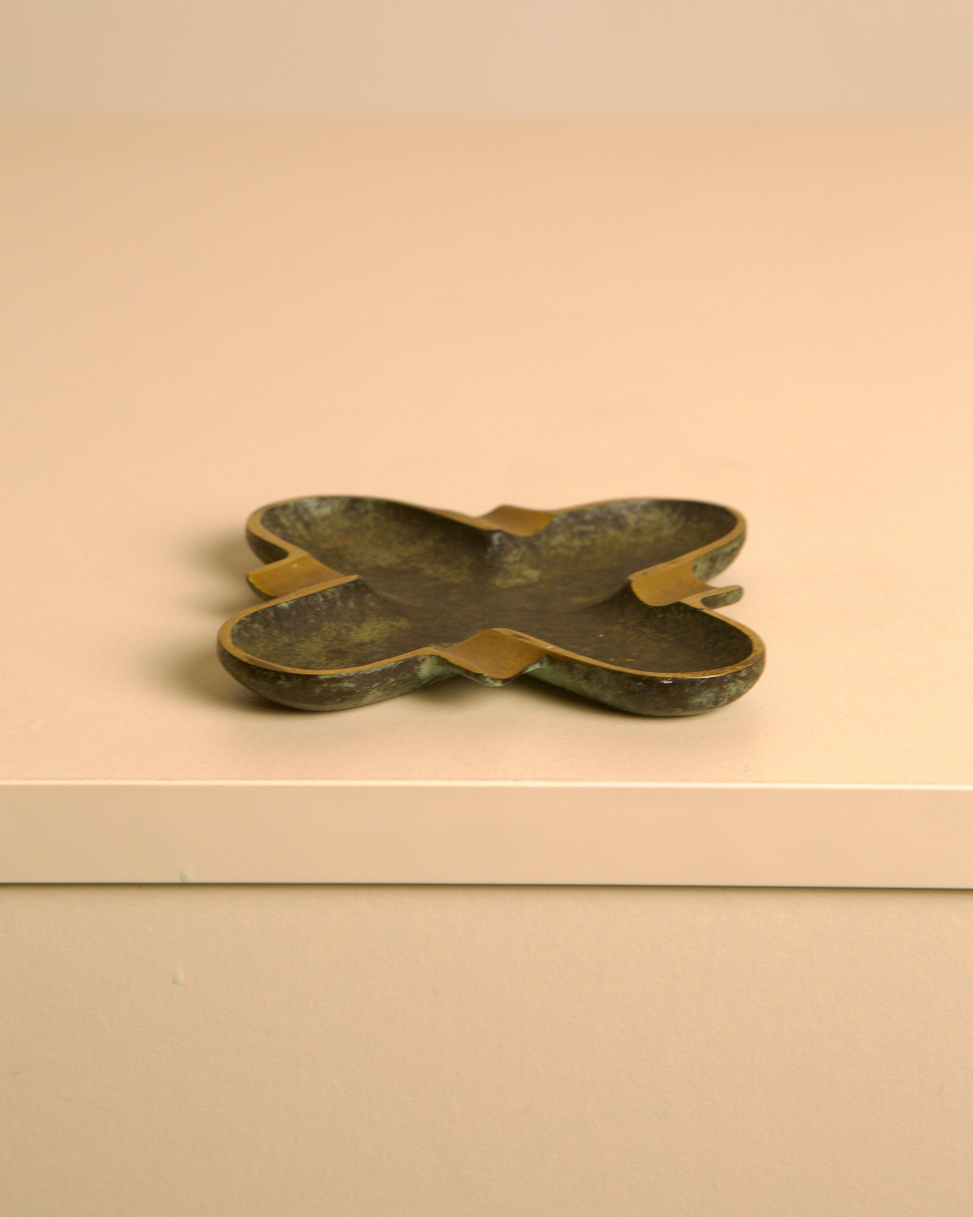 Italian Bronze Ashtray, 1940s — top view on neutral surface