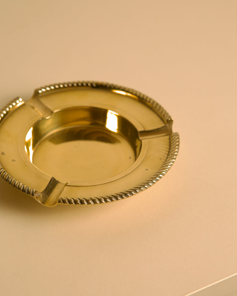 Italian Brass Ashtray DLG Jean Després 60's — close-up of polished brass surface