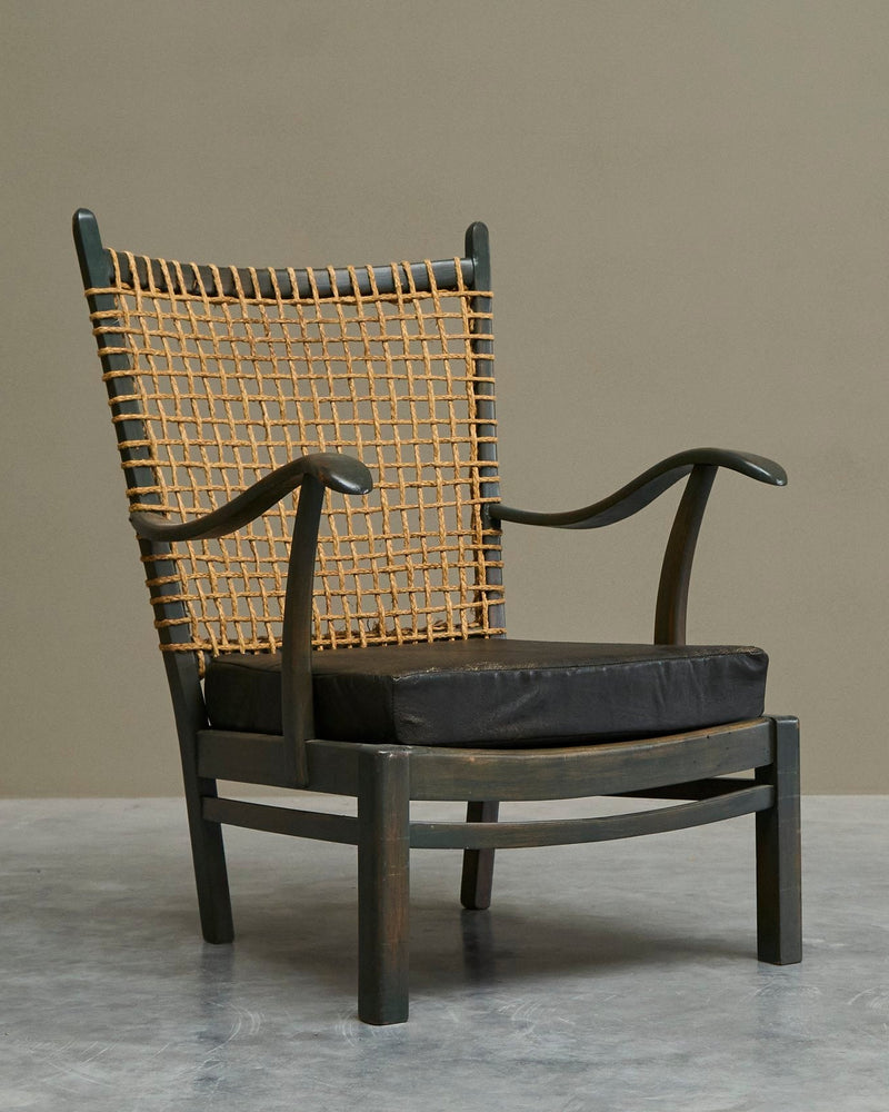 Bas van Pelt Lounge Chair in Solid Wood and Rope, The Netherlands, 1940s by ORNAMENTUM | The Oblist