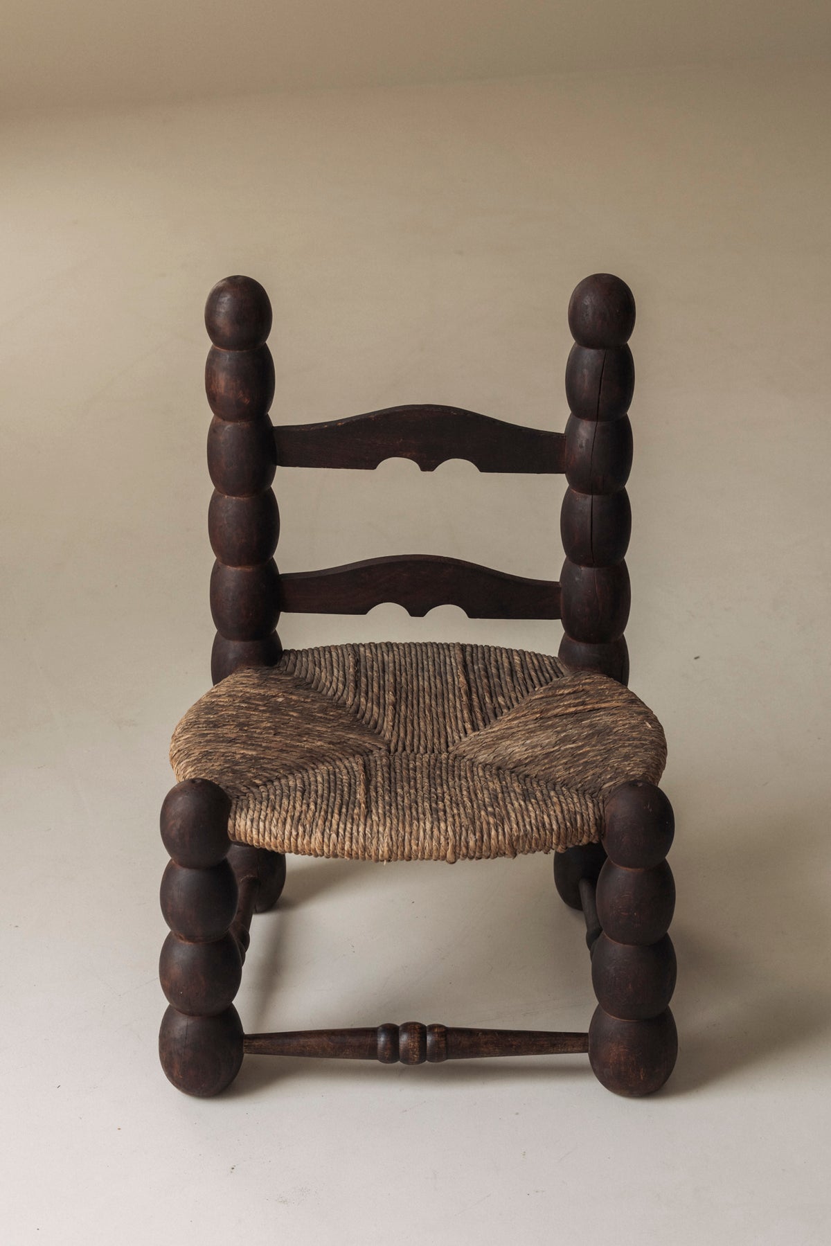 Pair of Spanish Bobbin-Turned Side Chairs with Rush Seats, Early 20th Century — additional view