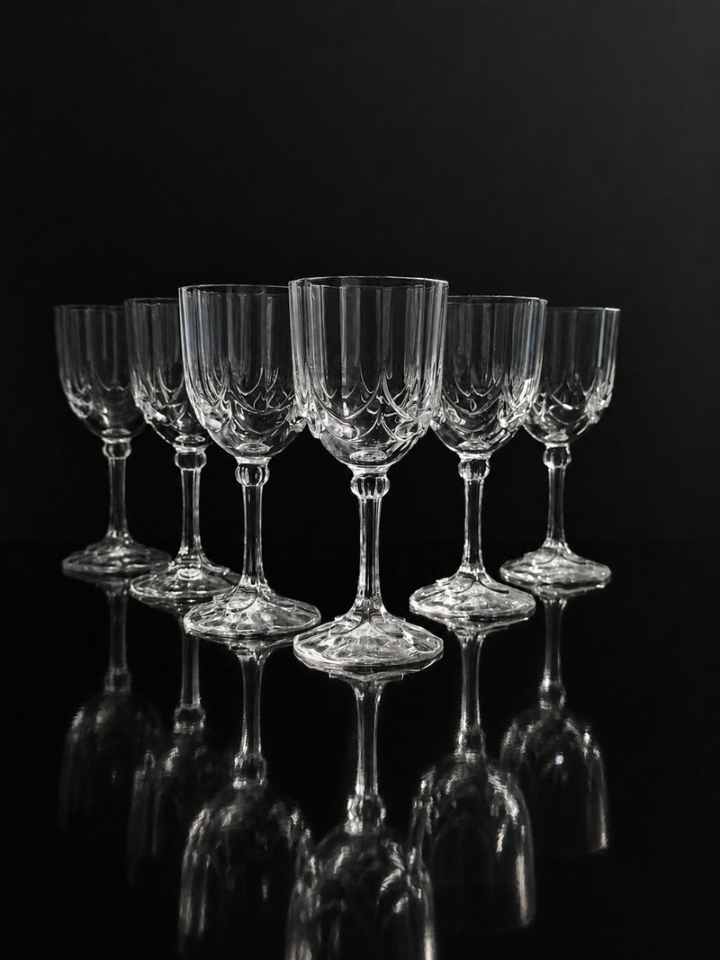 6 French Art Deco Revival Glasses -Wine 1980s by Dodo Vintage | The Oblist