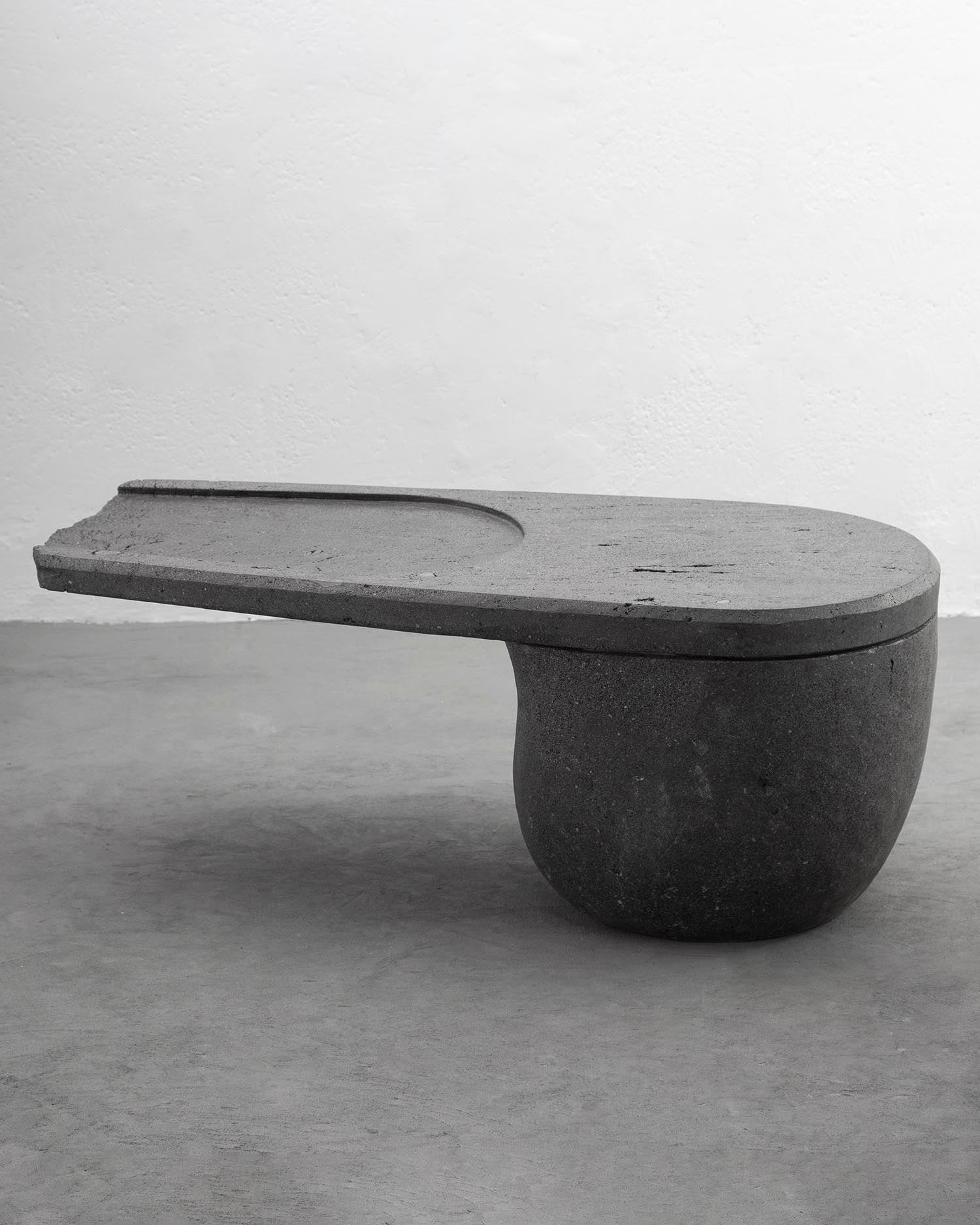 CENTRO Coffee Table Handcarved Volcanic Stone — detail view