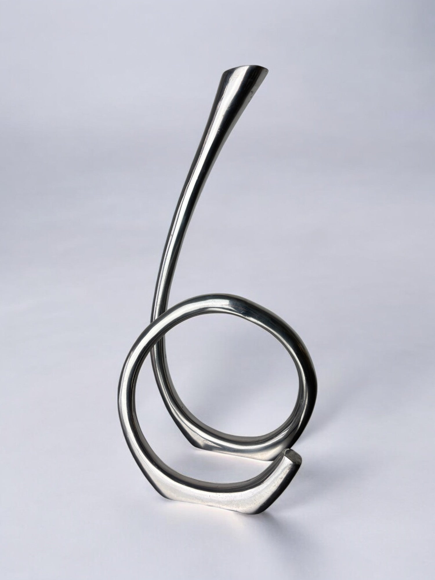 XL Biomorphic candleholder, solid aluminum, Spain, 1970 — detail view