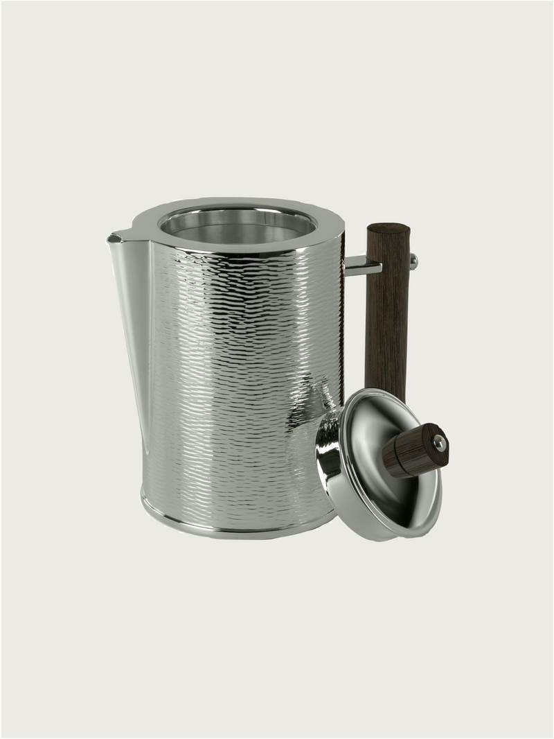 Small Coffee Pot Ebony — close-up of hammered stainless steel surface