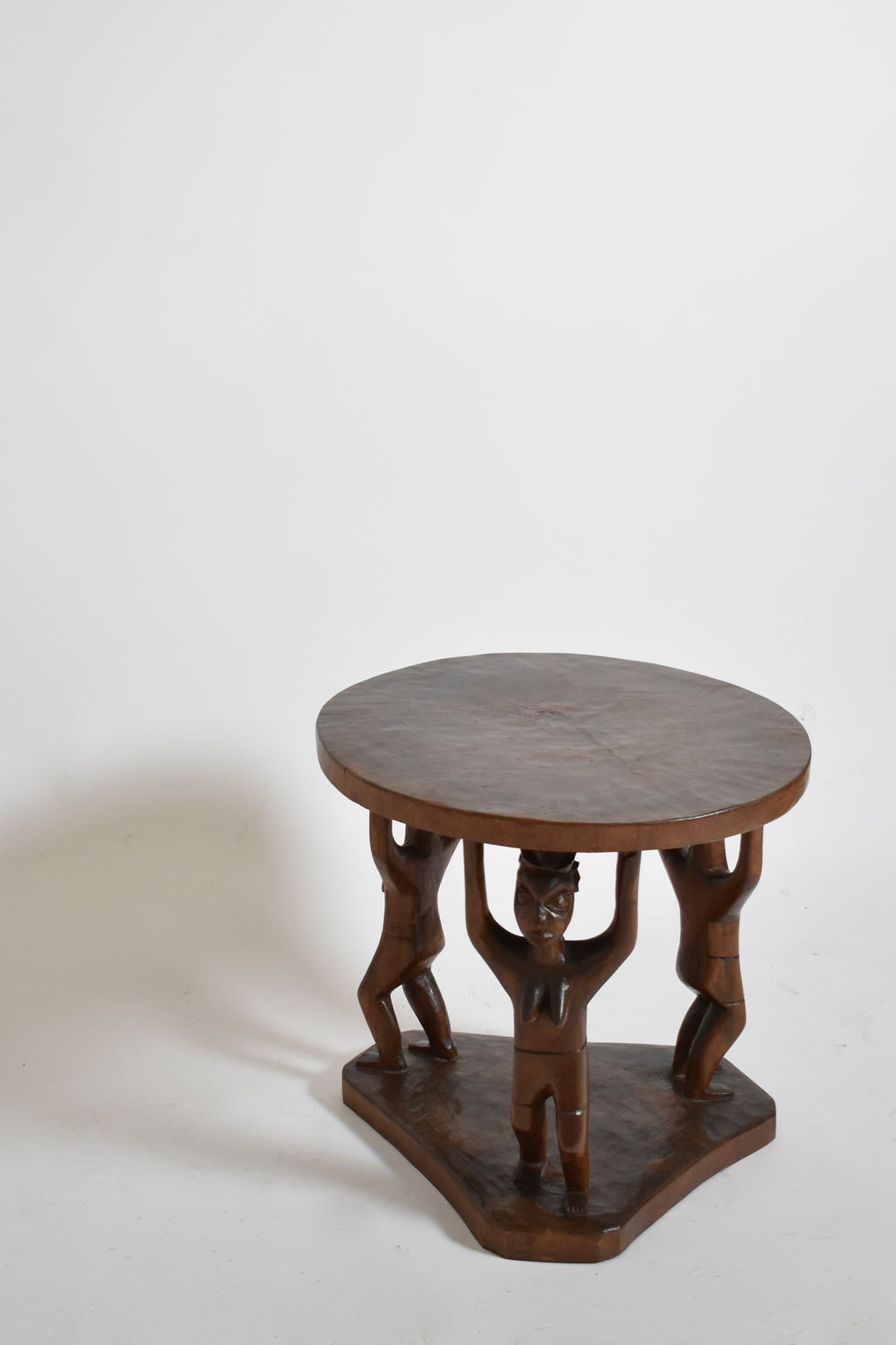 Monoxyl African Pedestal Round Table, 1960s — side angle