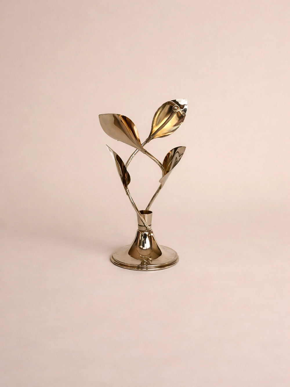 1980s French Vintage Chrome Floral Candlestick — lifestyle setting